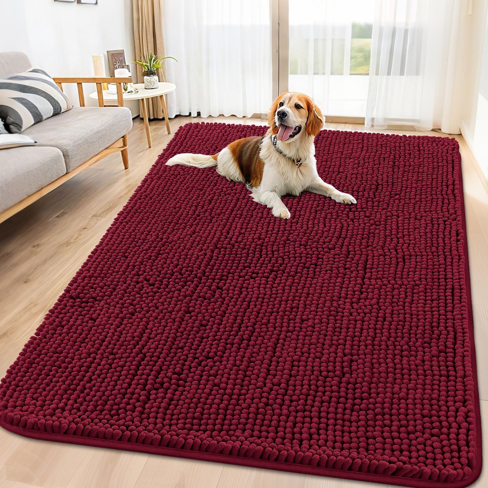 Smiry alfombrilla para puerta de perro con foco en patas mojadas absorbe humedad y evita charcos.