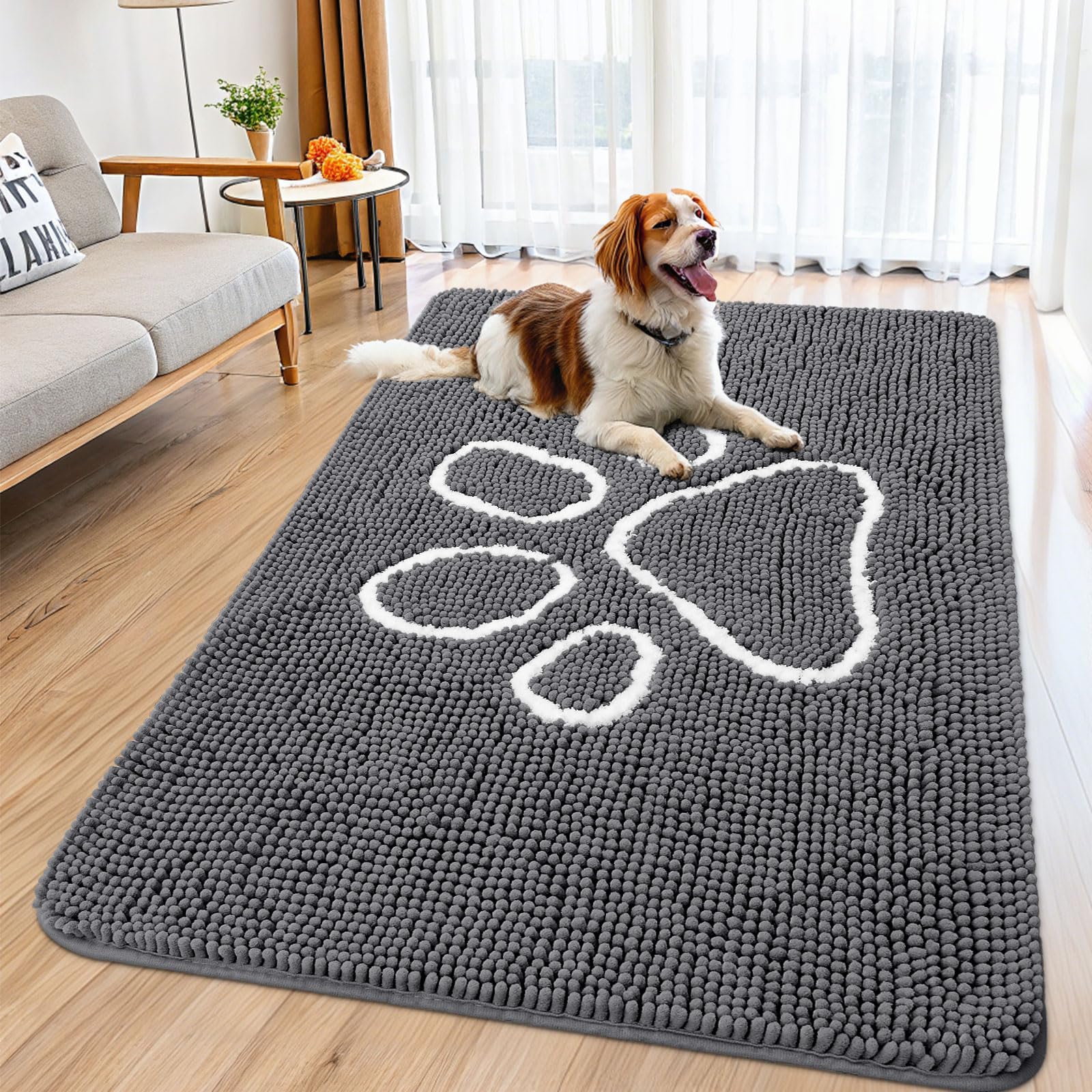 Alfombrilla Smiry de entrada en chenille suave para mayor confort de patas.