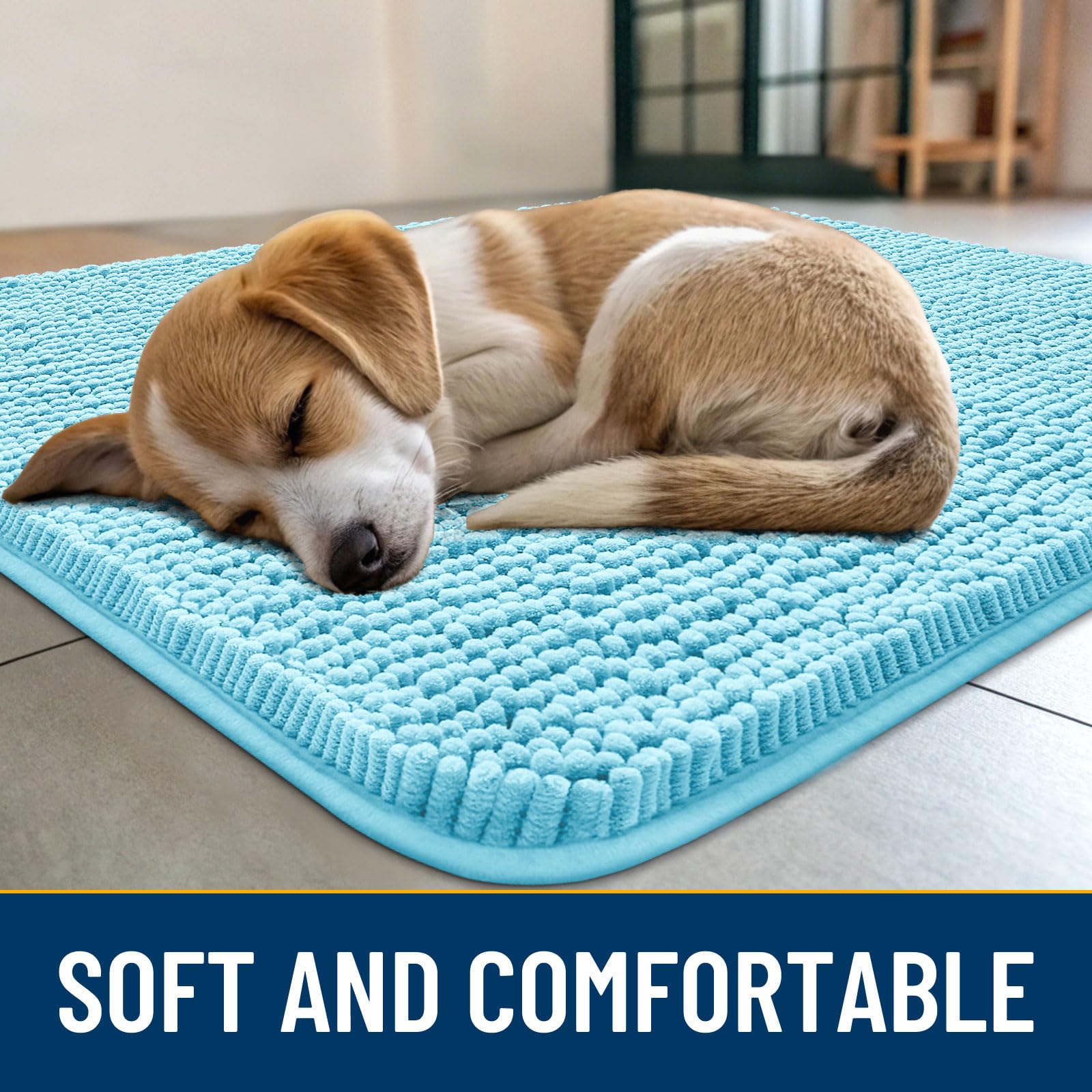 Smiry tapete chenille absorbente para perros, recoge humedad en la entrada.