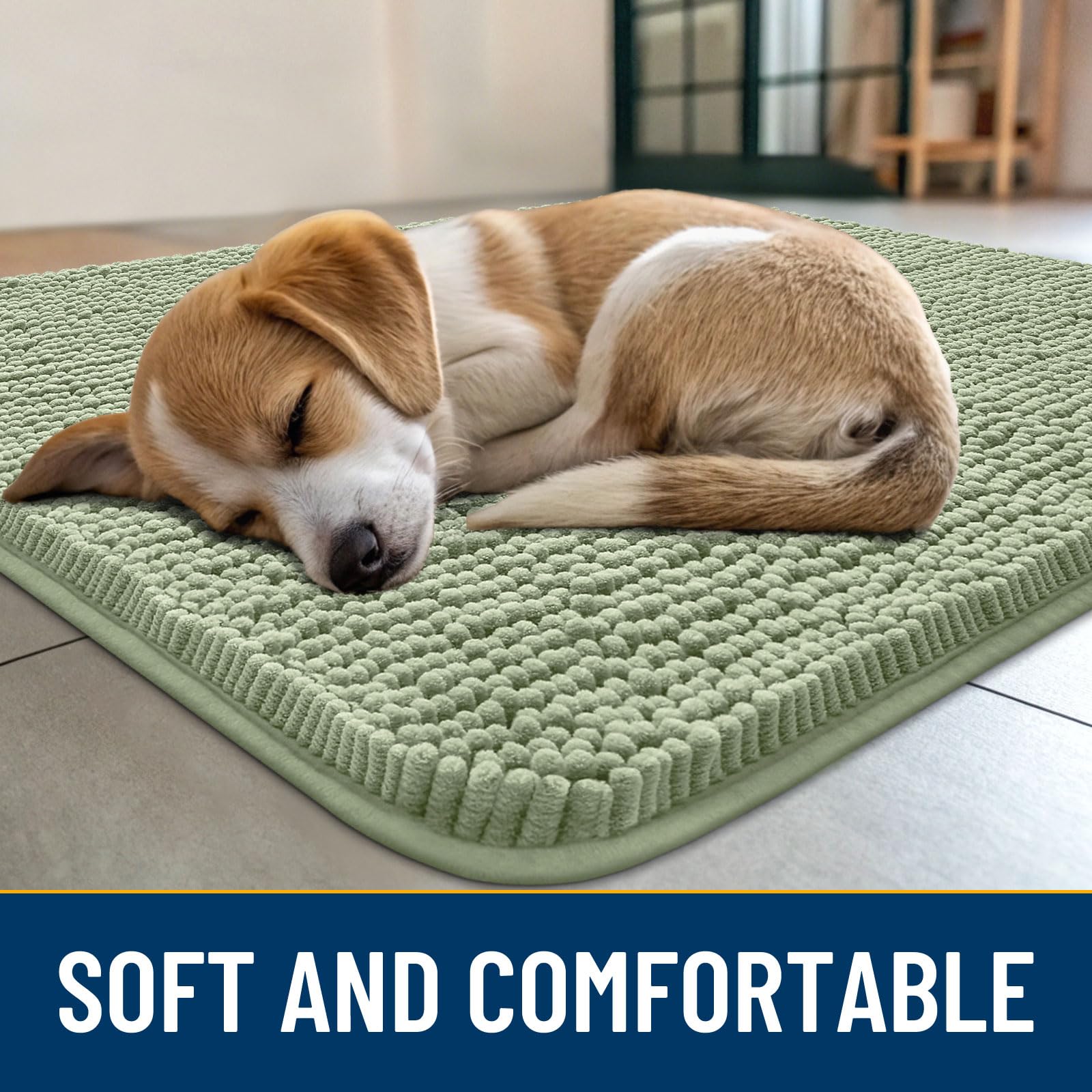Smiry chenille absorbente mejora la limpieza al recibir al perro en la puerta.