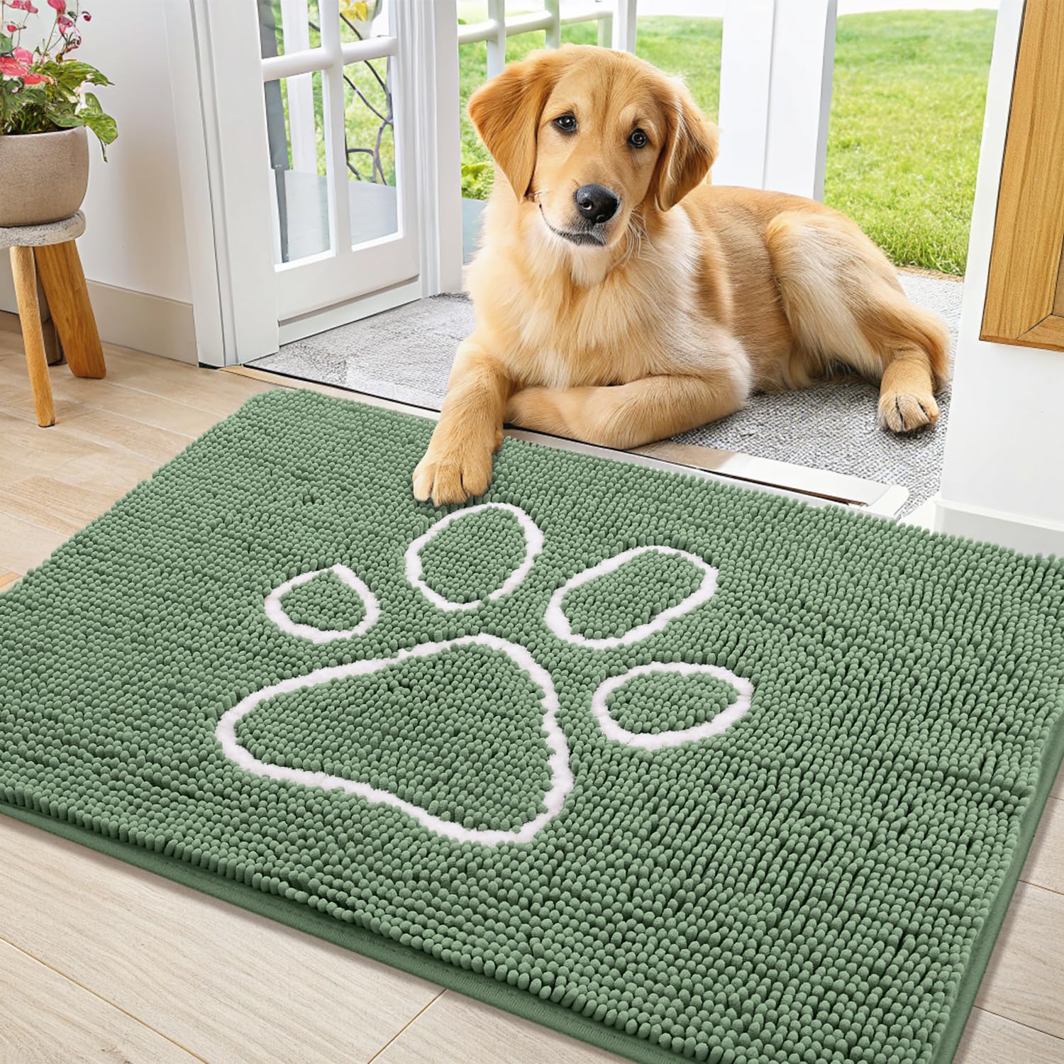Smiry felpudo chenille absorbente para entradas, retiene humedad y suciedad.