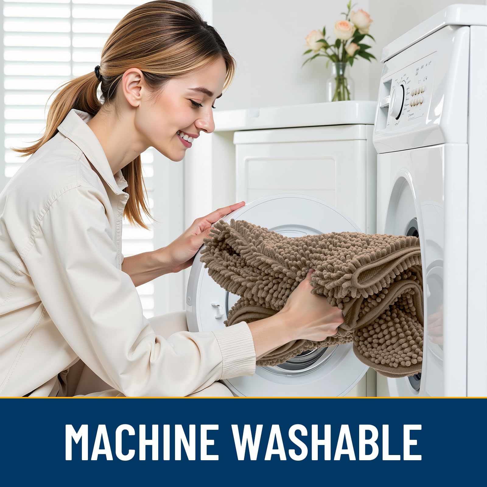 Smiry lavado lavable en casa con chenille que se seca rápido