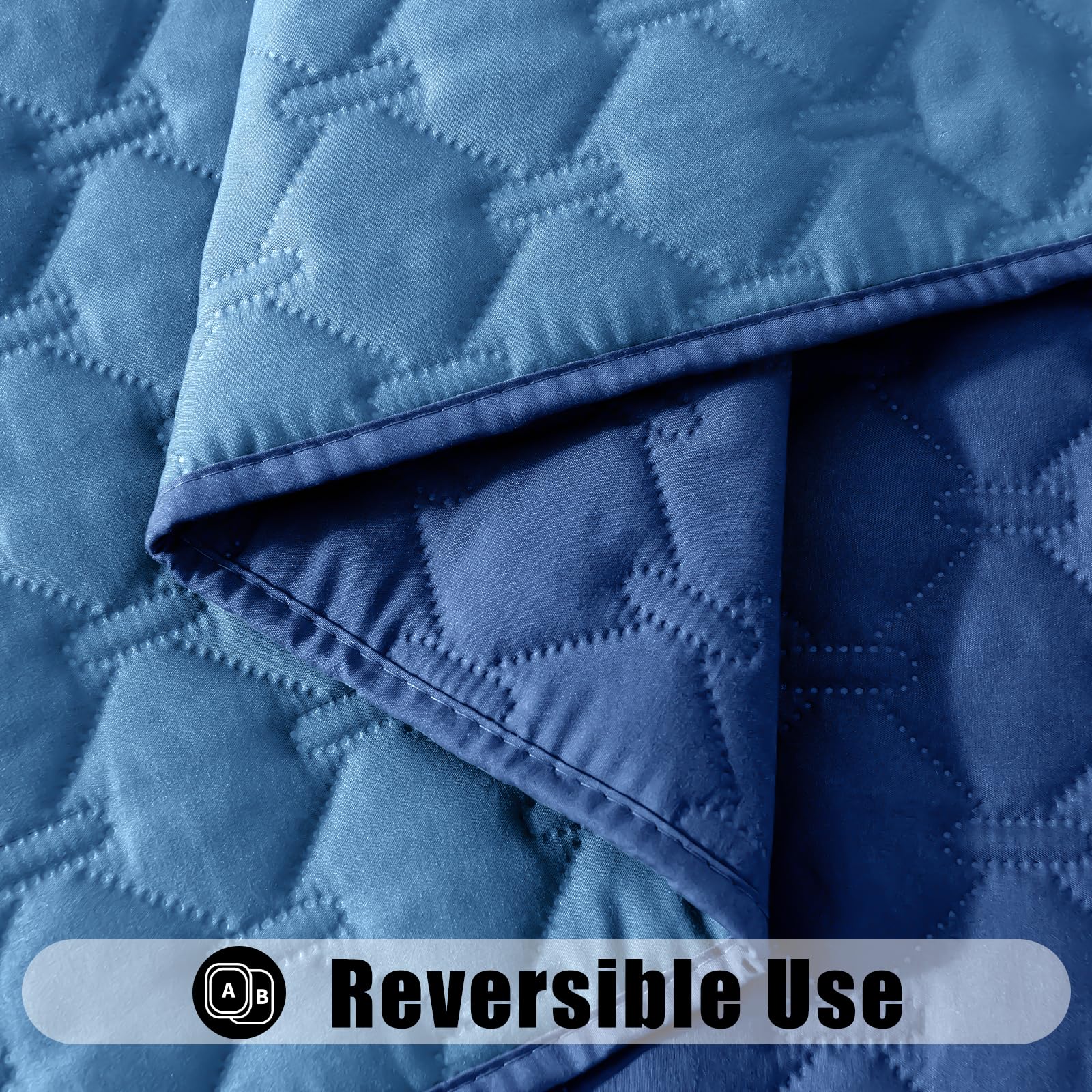 Smiry manta dos caras con estampado de cuadros azul, adaptable a la decoración.