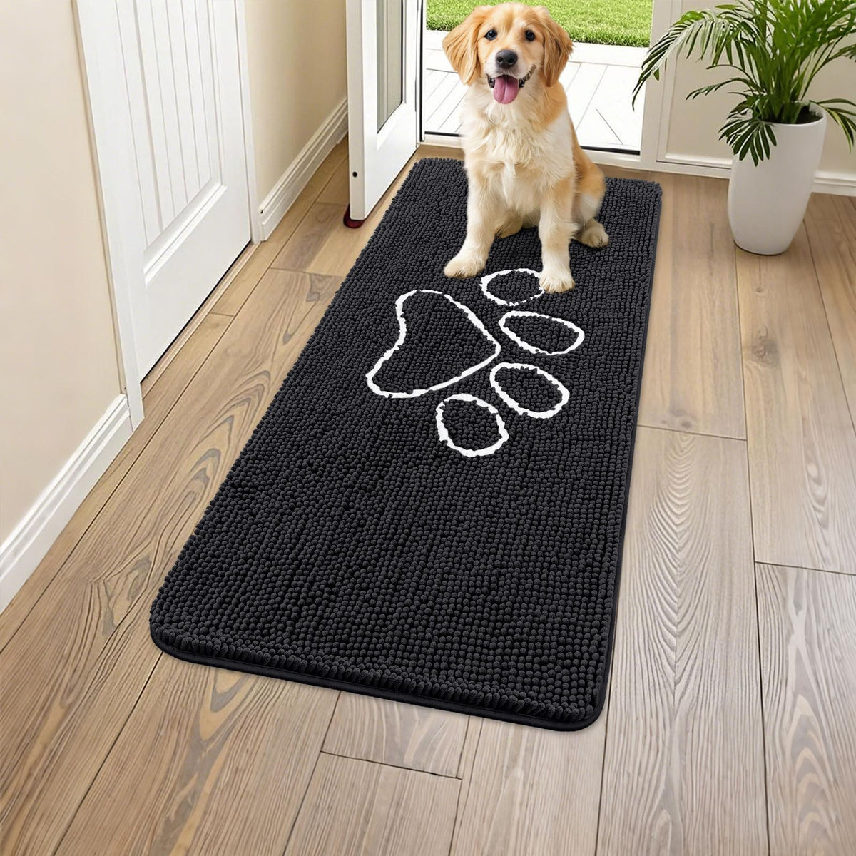 Smiry tapete de puerta con chenille suave para pies cómodos al entrar