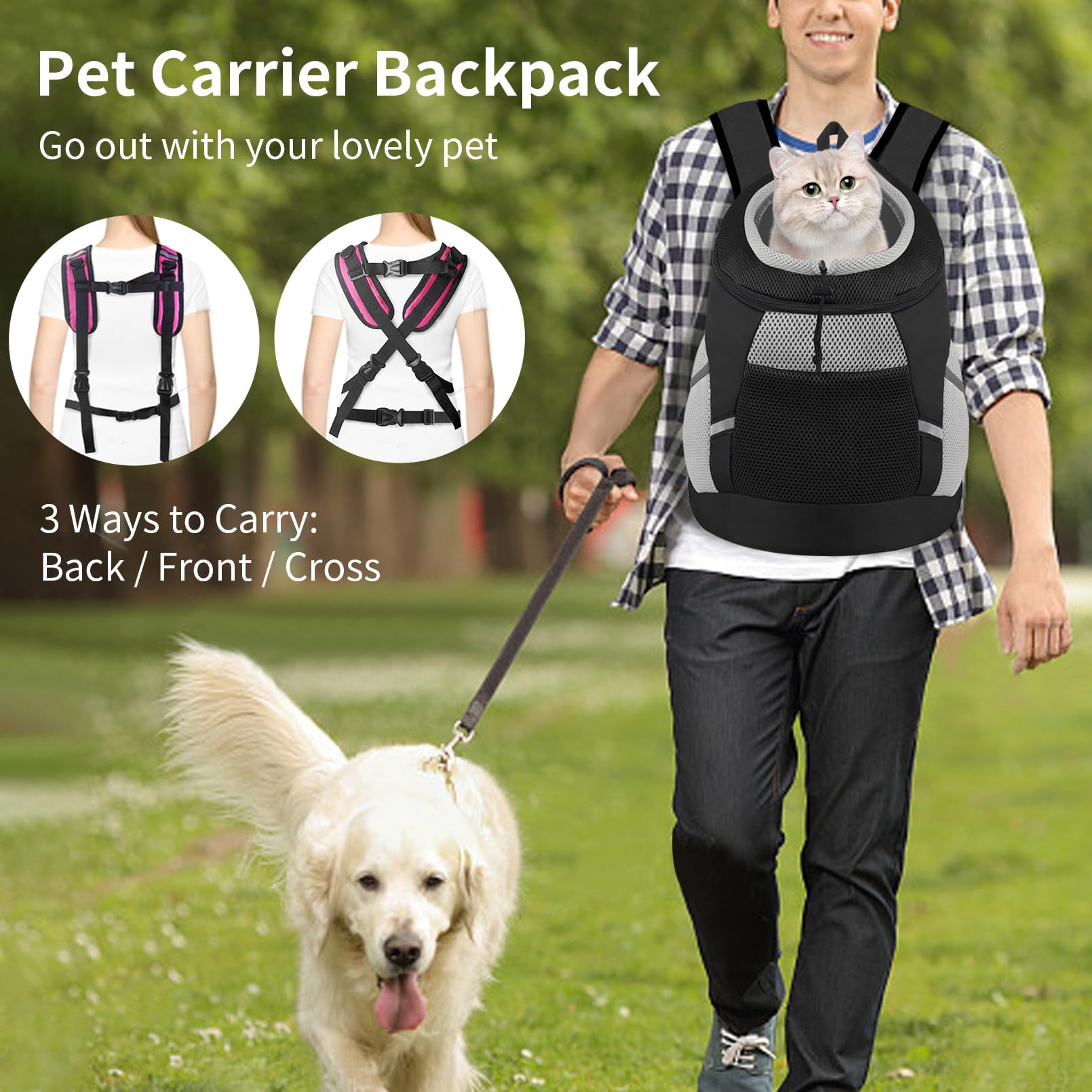 SMONT Diseño cabeza fuera para perros y gatos, facilita interacción y vigilancia.