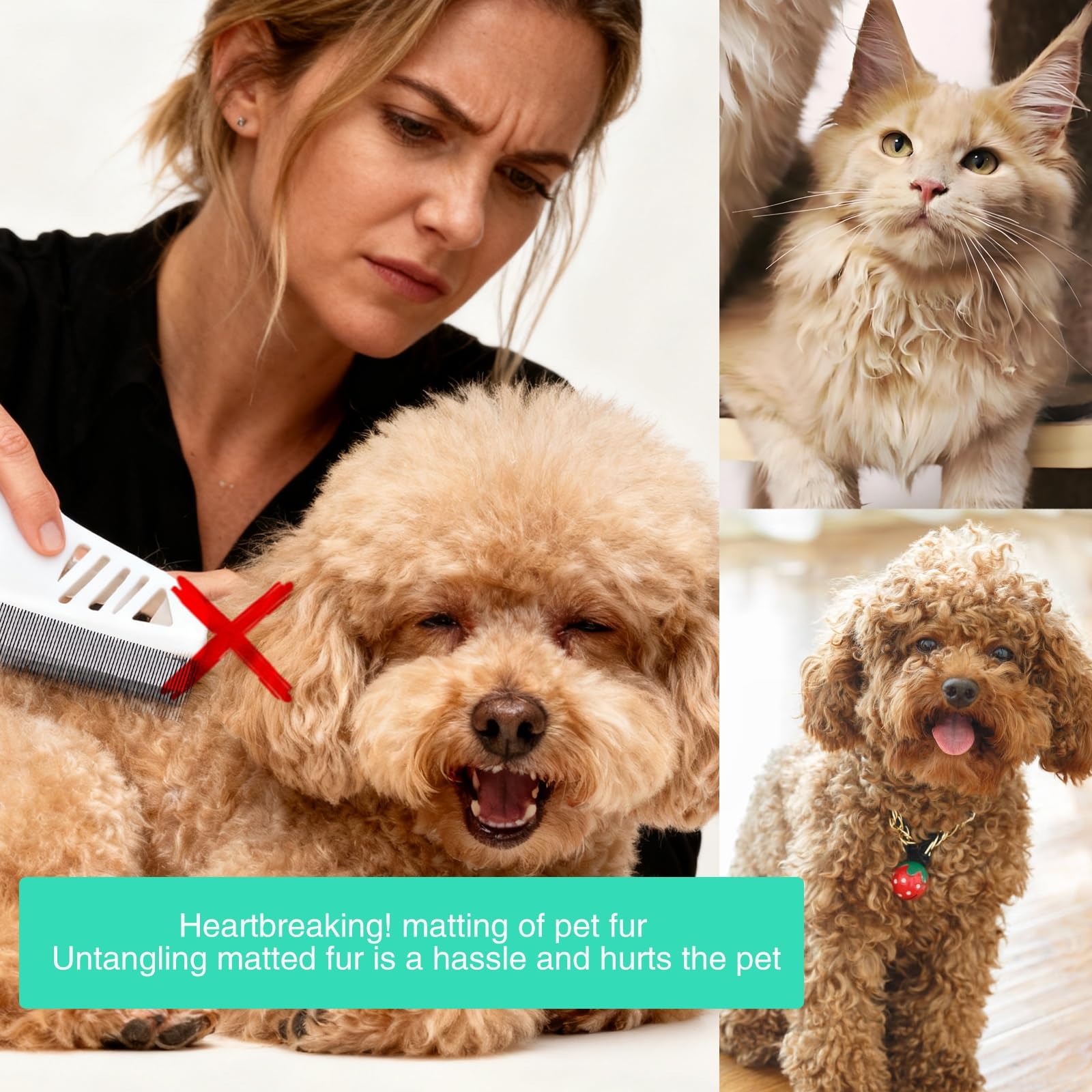 Smoothway desenredador profesional para gatos de pelo largo, cepillado suave.