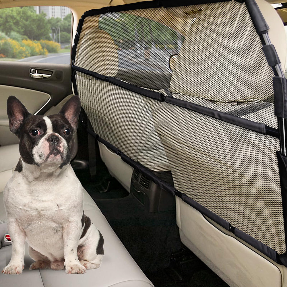 Barrera Snagle Paw para coche, vista frontal con malla para seguridad
