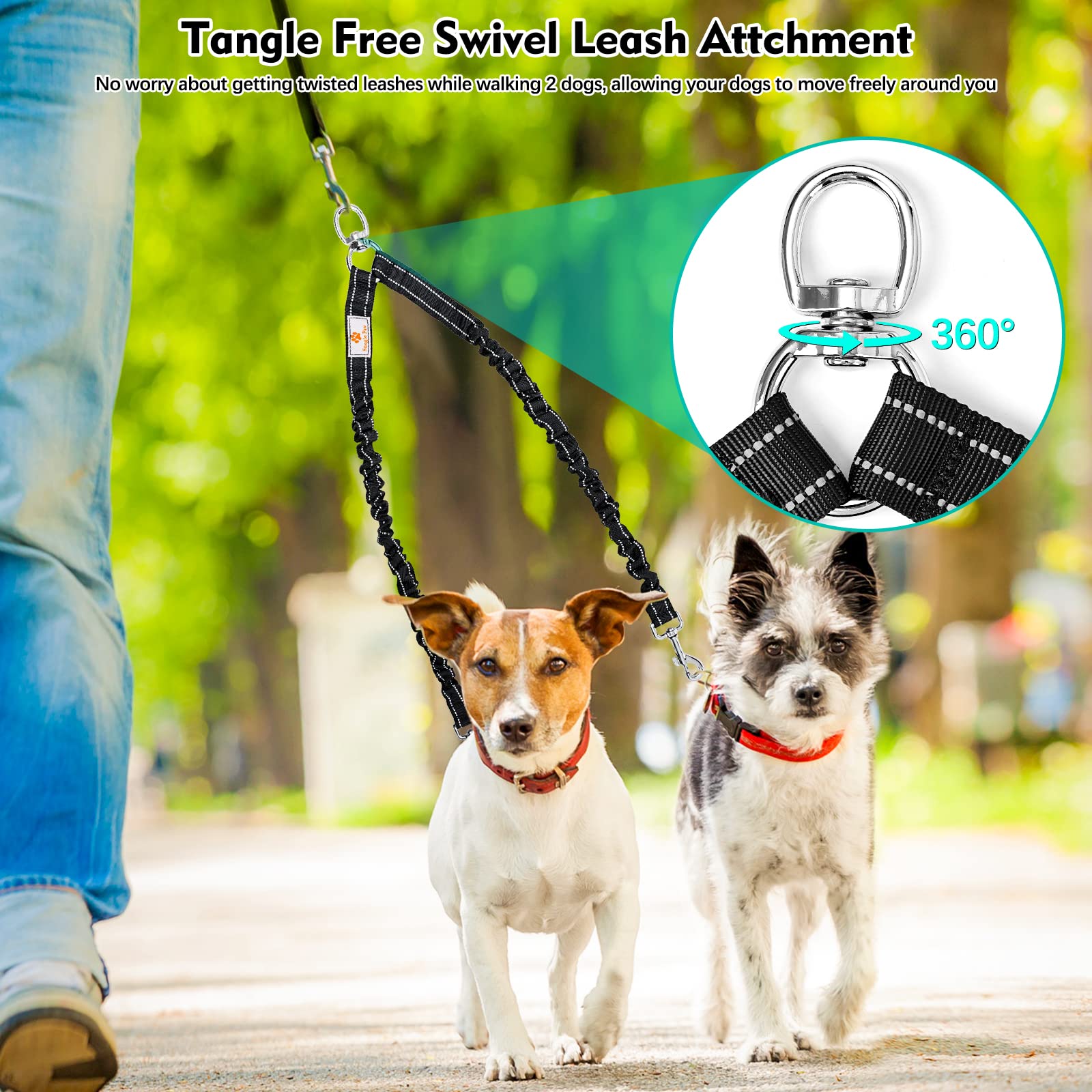 La correa bungee amortiguada Snagle Paw reduce tirones y aumenta confort.