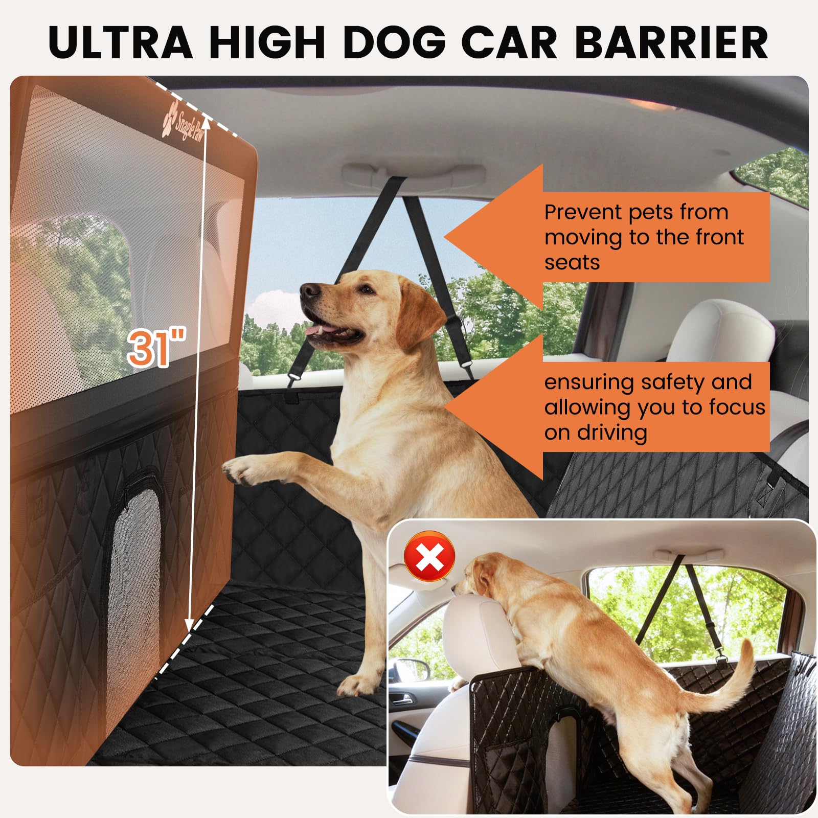 Malla trasera transparente Snagle Paw, permite ver al perro y facilita la circulación de aire