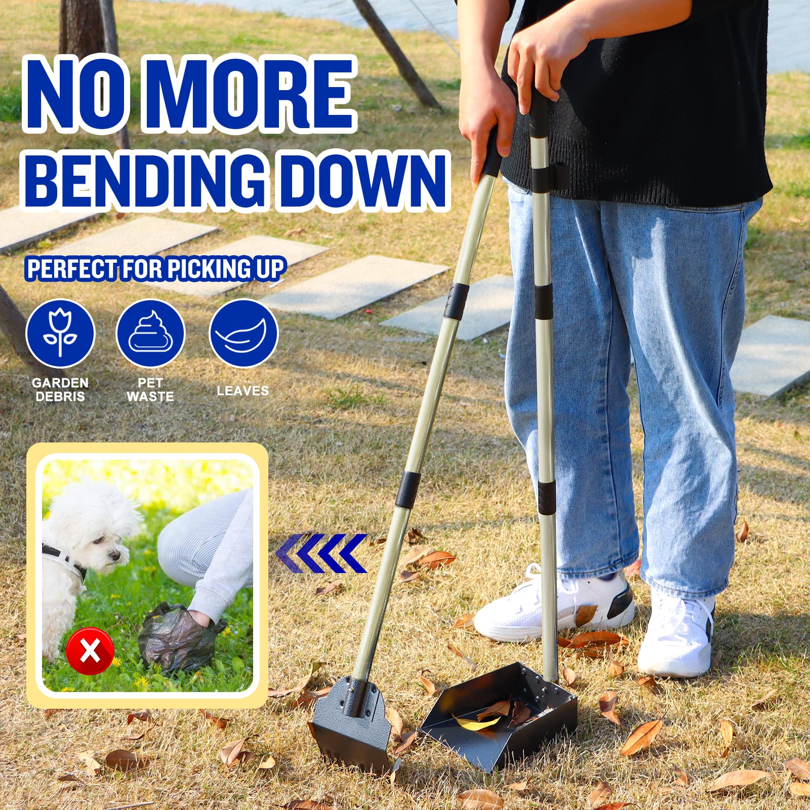 Snagle Paw Pooper Scooper con tubo de acero inoxidable para durabilidad al exterior.