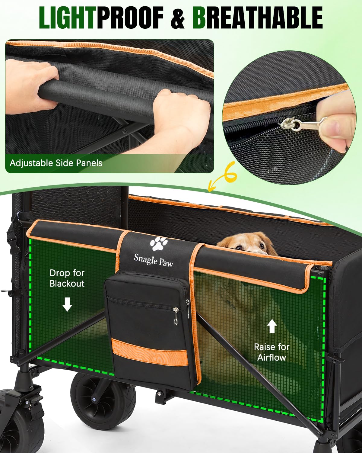 Manillar de cuero ajustable de Snagle Paw Wagon para ergonomía
