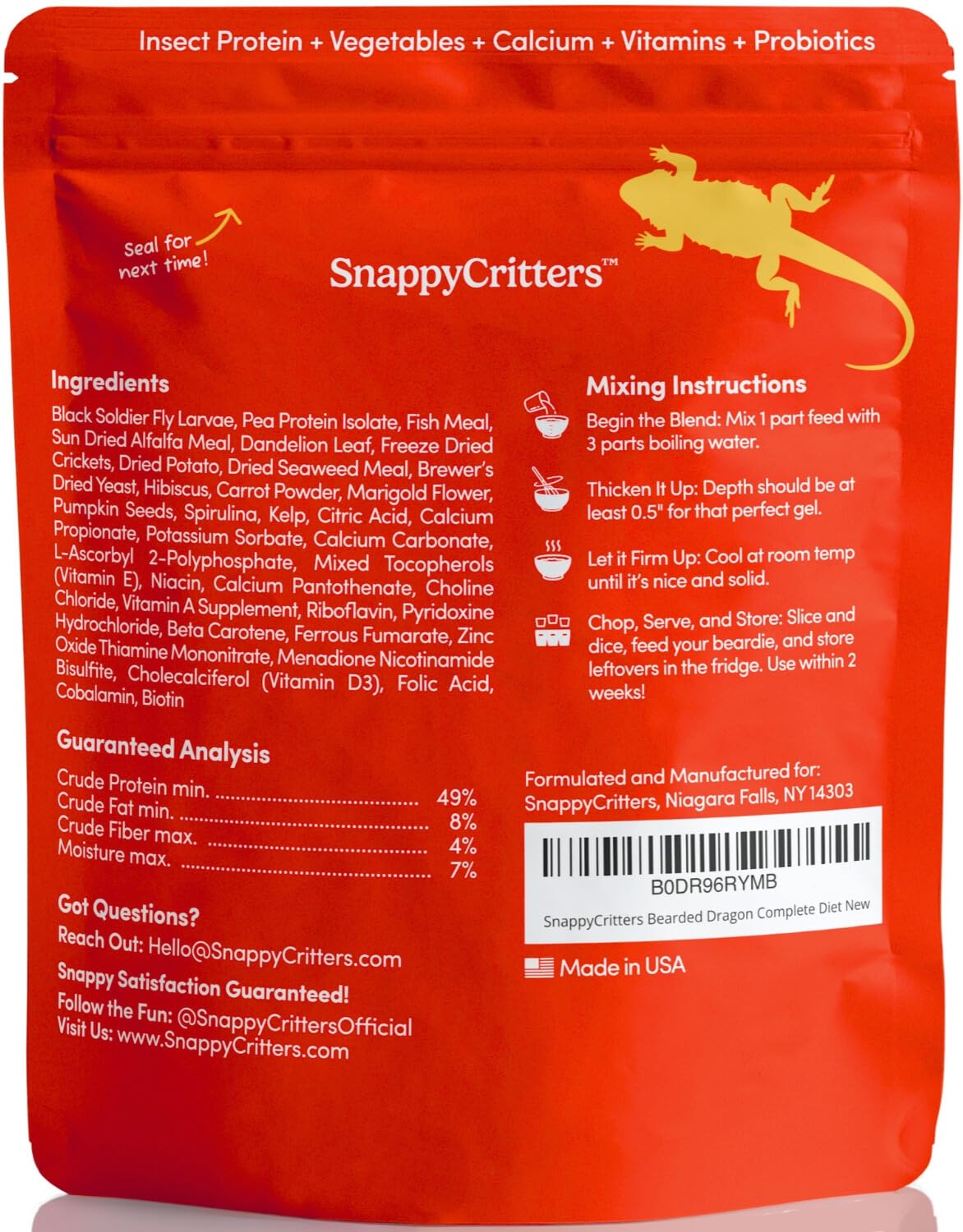 Uso diario de SnappyCritters para juveniles y adultos dragón barbudo