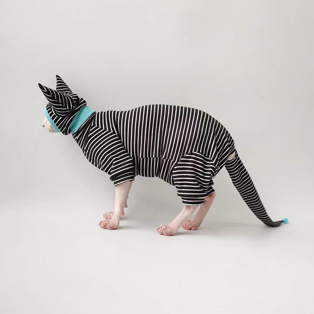 SNIXFEVER conjunto con diseño a rayas en talla grande para gato esfinge