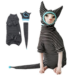 SNIXFEVER camisa transpirable para gato esfinge con rayas negras, uso diario