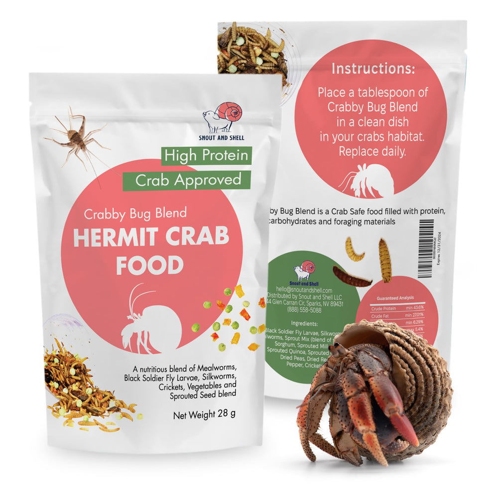 Snout and Shell Crabby Bug Blend ingredientes naturales visibles para una dieta balanceada.