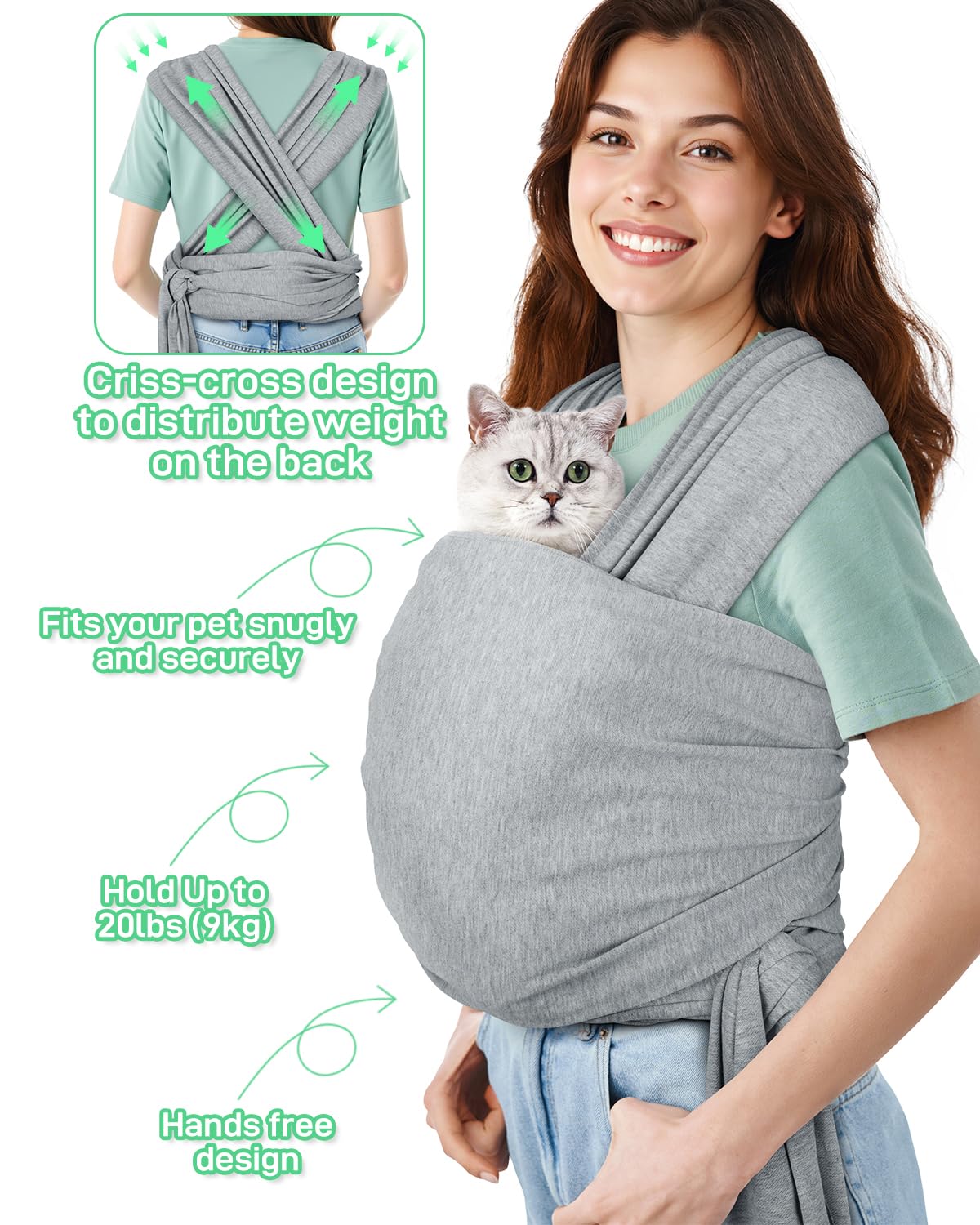 Snqqmtt portador-mascotas pequeñas frente ergonómico para mayor comodidad.