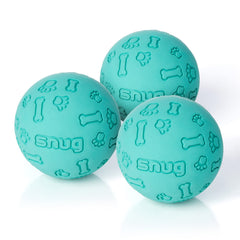 Bolas Snug de goma para perros, vista frontal, colores vivos para juegos de buscar