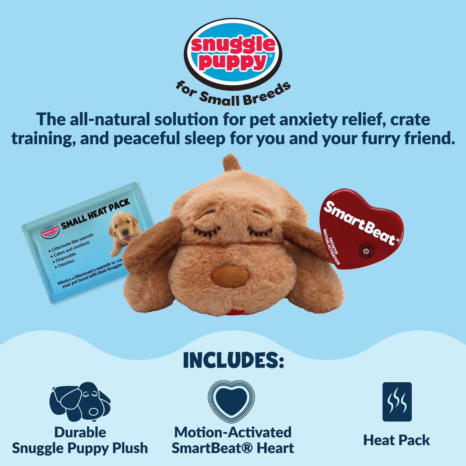 Snuggle Puppy, diseño para razas pequeñas, ofrece confort durante las siestas.