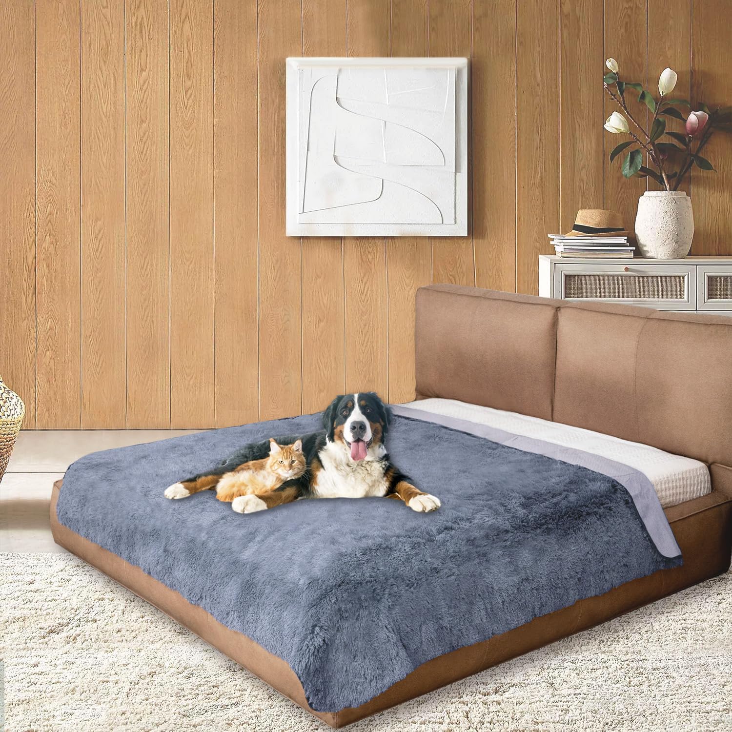 Snugglesinto manta para perros y gatos navy 82x120, ideal para siestas junto a tu mascota.
