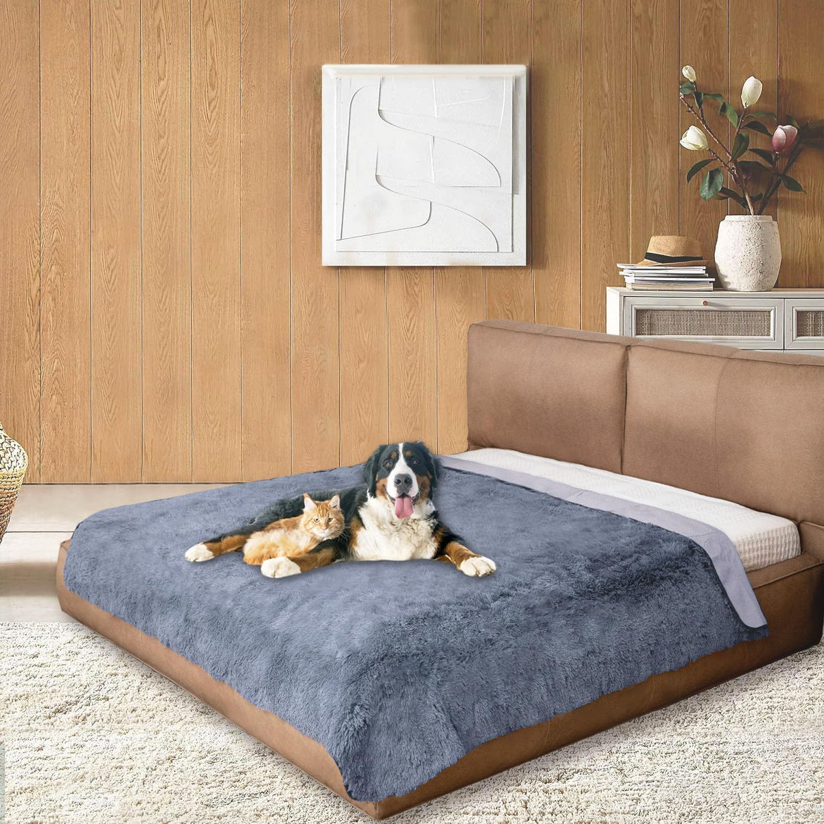 Snugglesinto manta para perros y gatos navy 82x120, ideal para siestas junto a tu mascota.