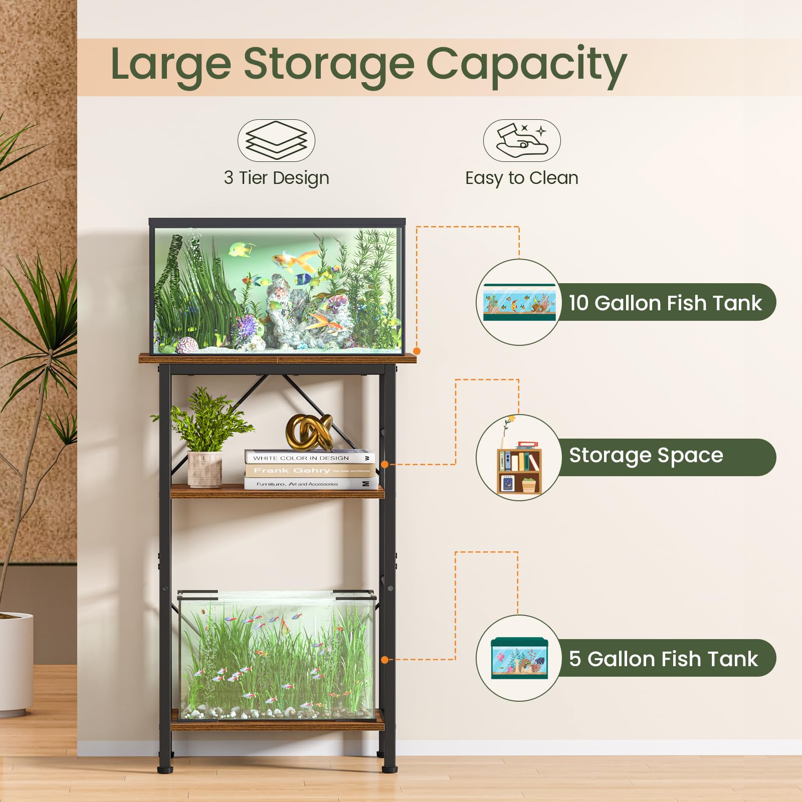 Snughome estante ofrece almacenamiento adicional para suministros de acuario.