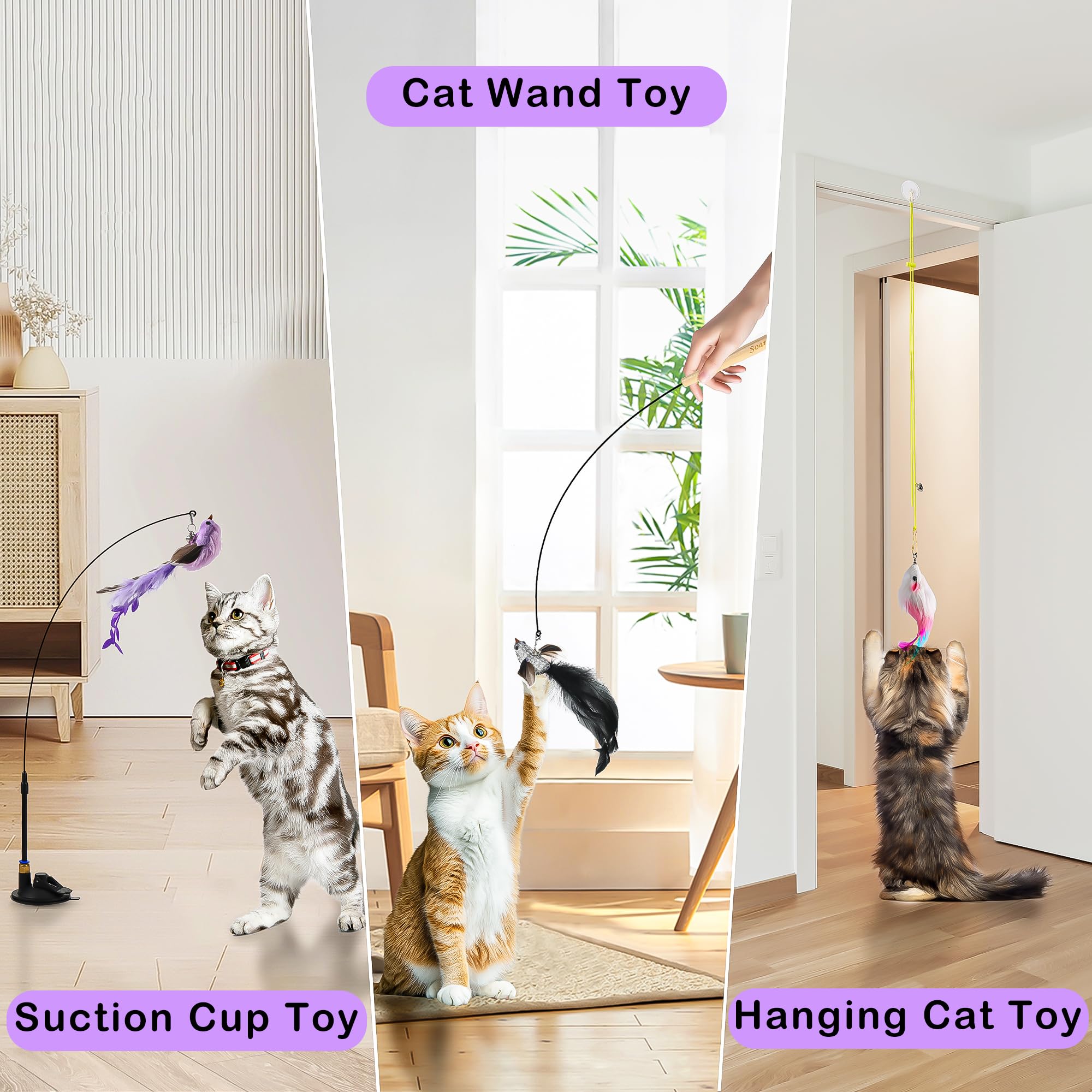 Soarer juguete para gato pajaro volador 2, ideal para juego interactivo en casa.