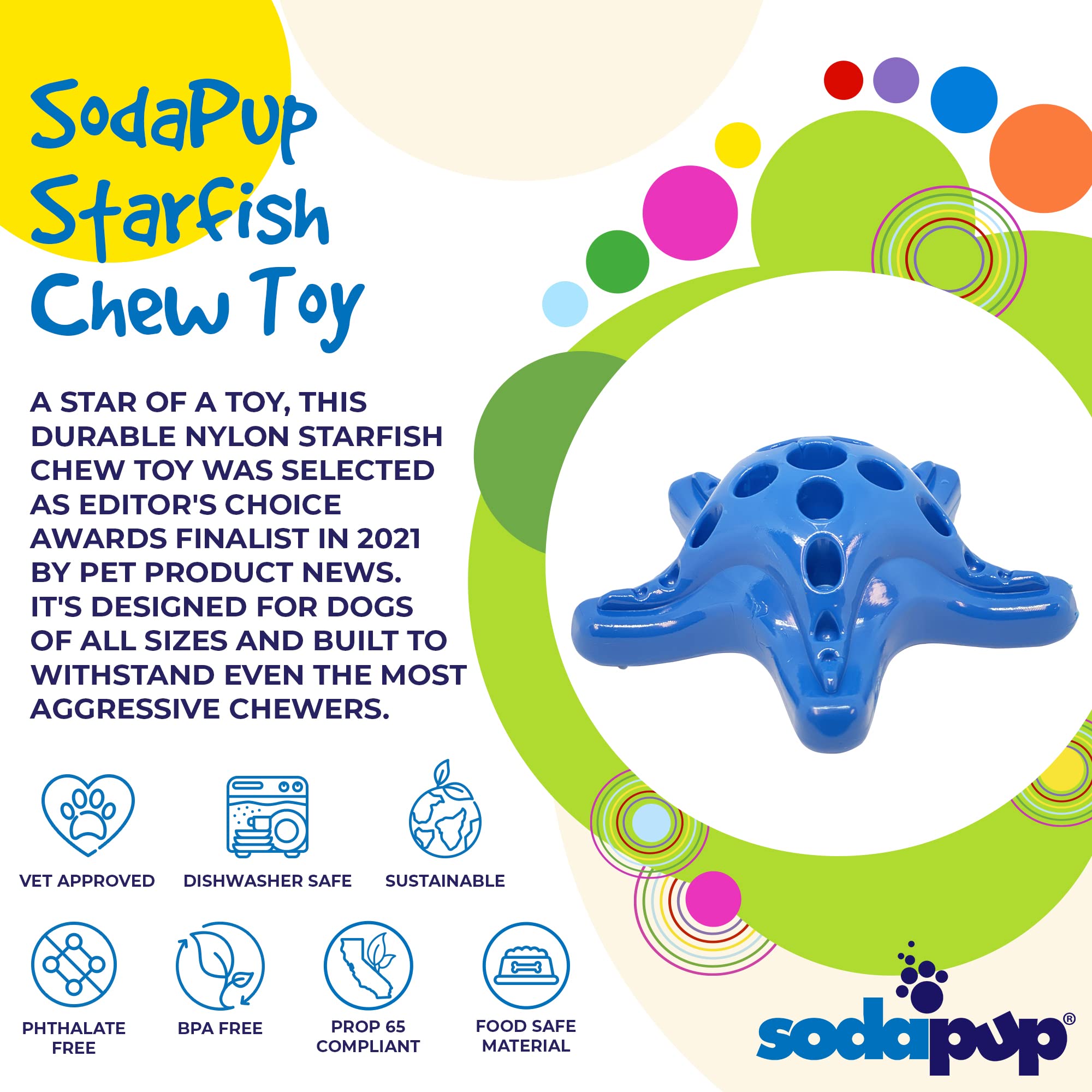 SodaPup Estrella de Mar: fabricado en EE. UU. con material resistente para perros grandes.