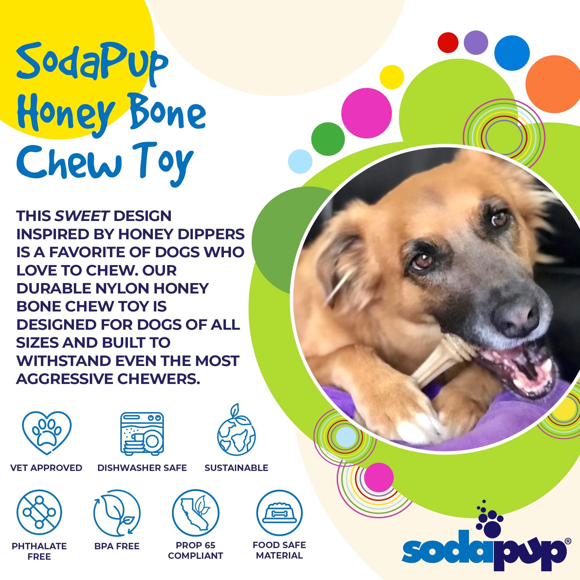 SodaPup Honey Bone: tamaño único, apto para todos los perros