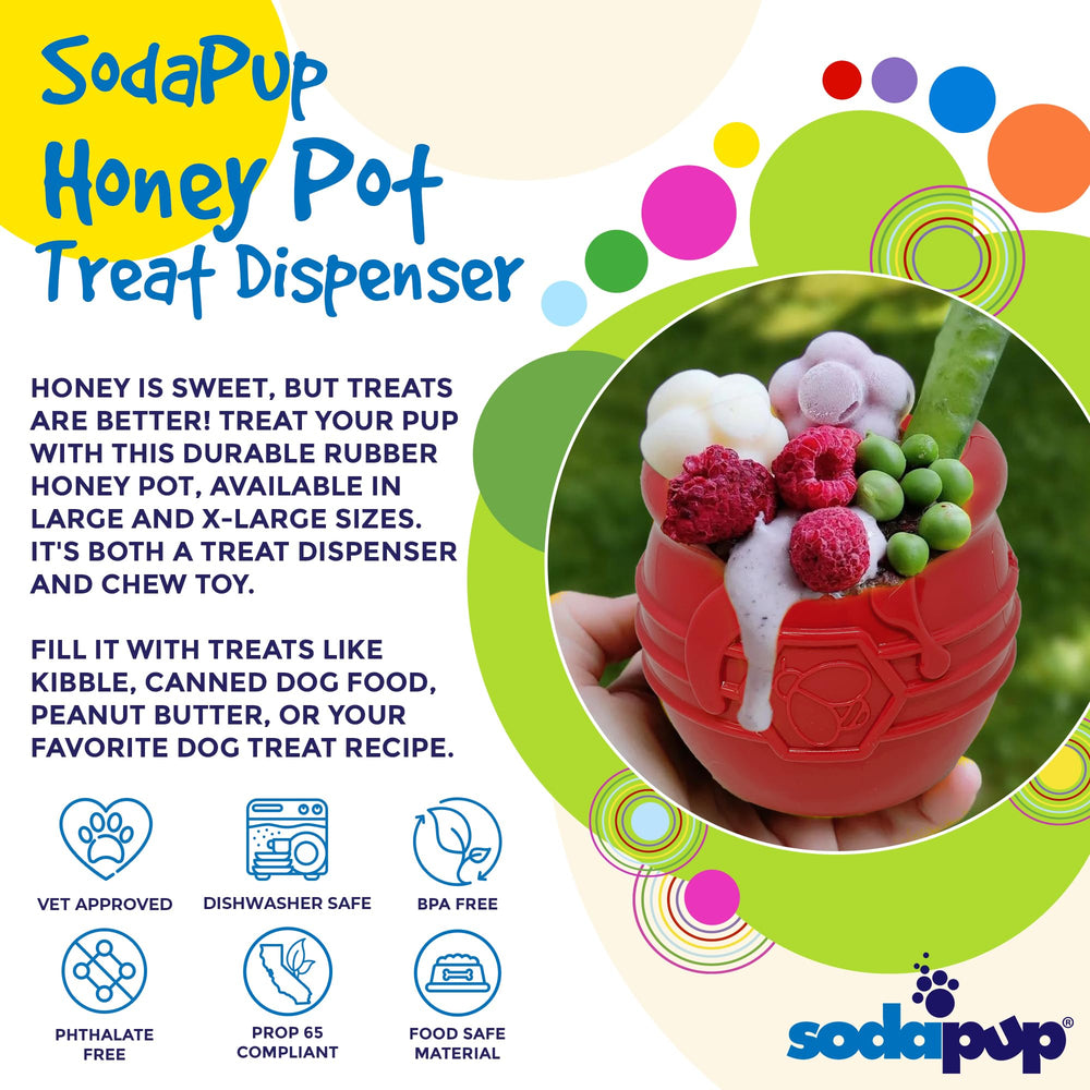 SodaPup Honey Pot hecho de goma natural no tóxica para masticación segura.