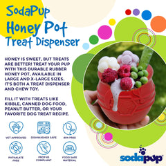 SodaPup Honey Pot hecho de goma natural no tóxica para masticación segura.
