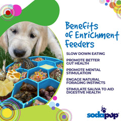SodaPup Honeycomb Enrichment Bowl, tamaño 8x8 ideal para comidas mixtas y perros de todas las edades.