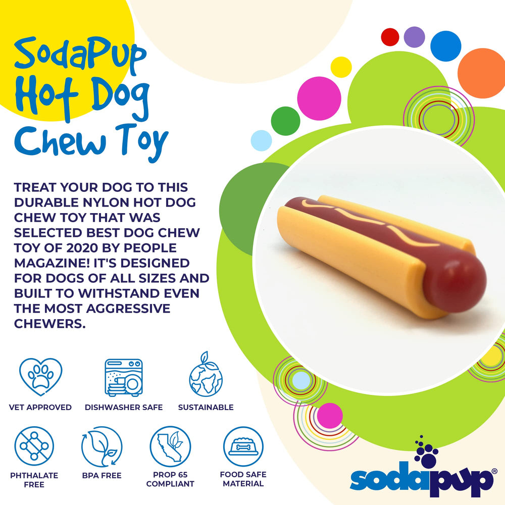 SodaPup Hot Dog: diseño de talla universal, apto para perros pequeños y grandes.