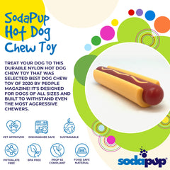 SodaPup Hot Dog: diseño de talla universal, apto para perros pequeños y grandes.