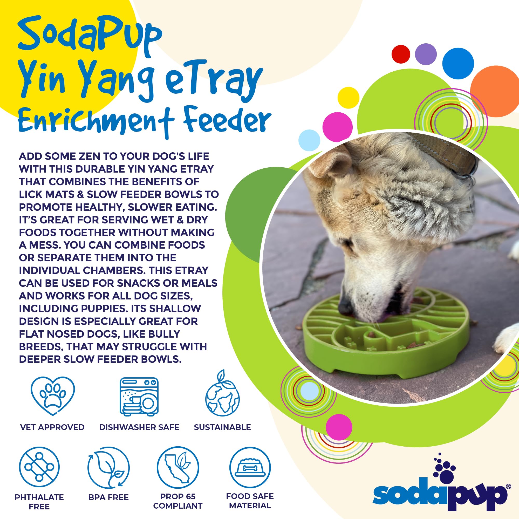 SodaPup Yin Yang eTray, material duradero que resiste mordidas y juegos