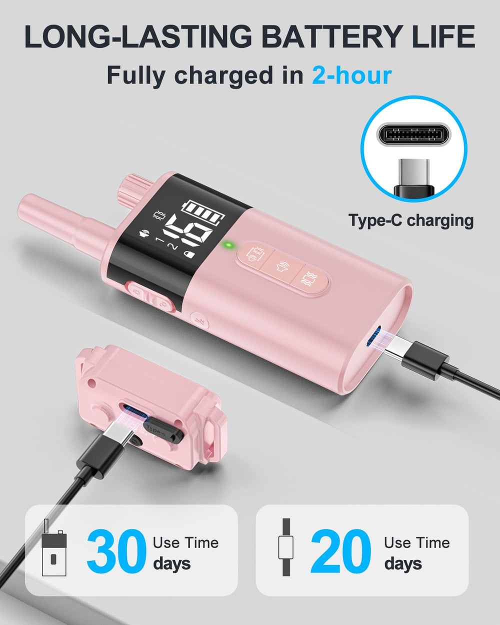 SODOG carga doble USB-C rosa garantiza carga rápida para sesiones largas.