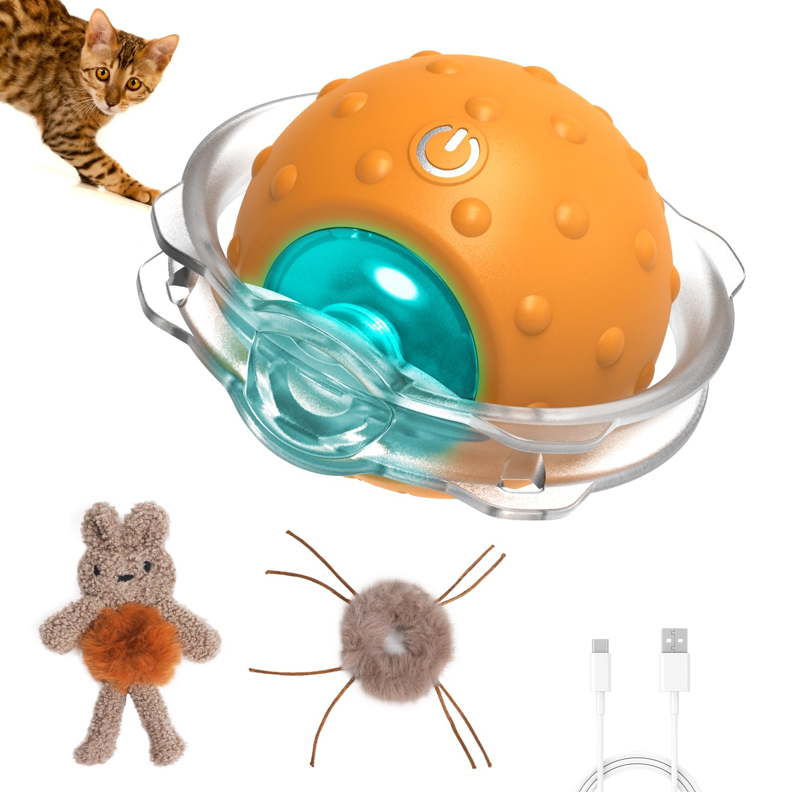Sofolor bola interactiva para gatos, estimula actividad y ejercicio diario.