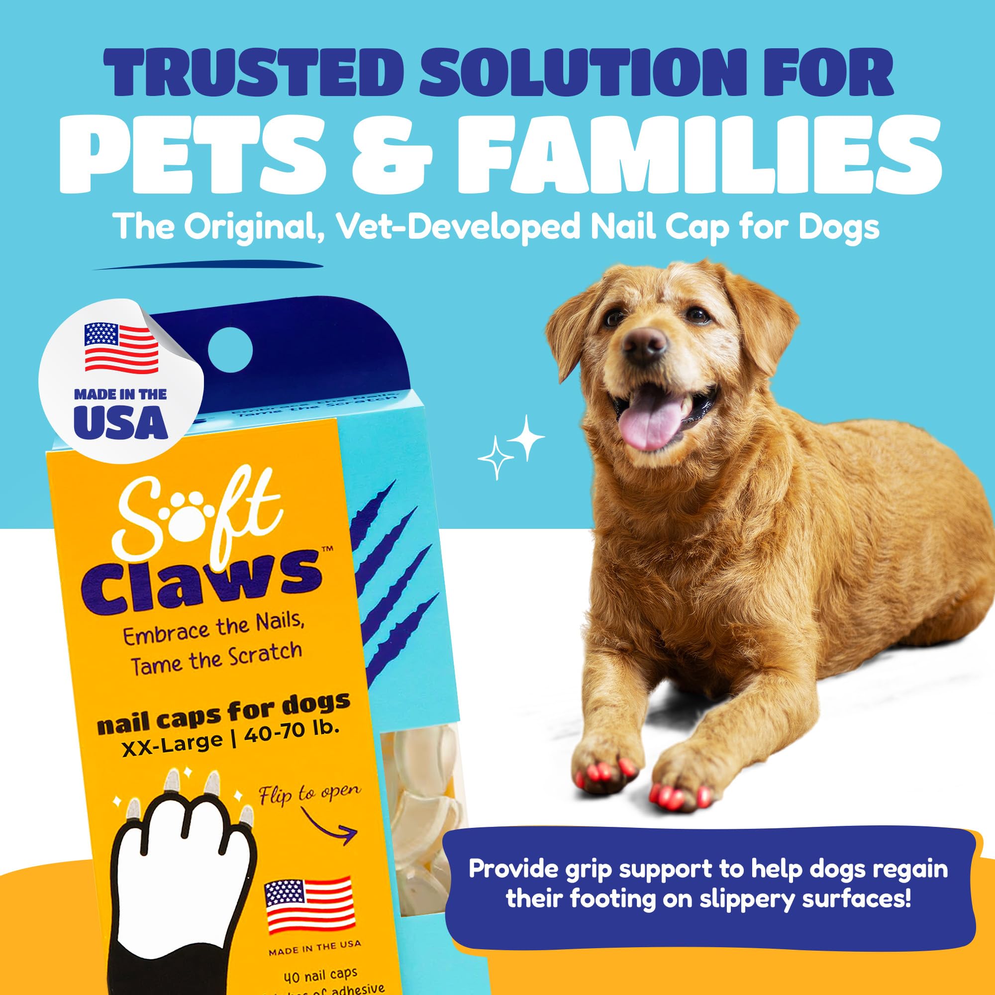Soft Claws Nail Caps con adhesivo estadounidense, duradero y seguro para uso diario.