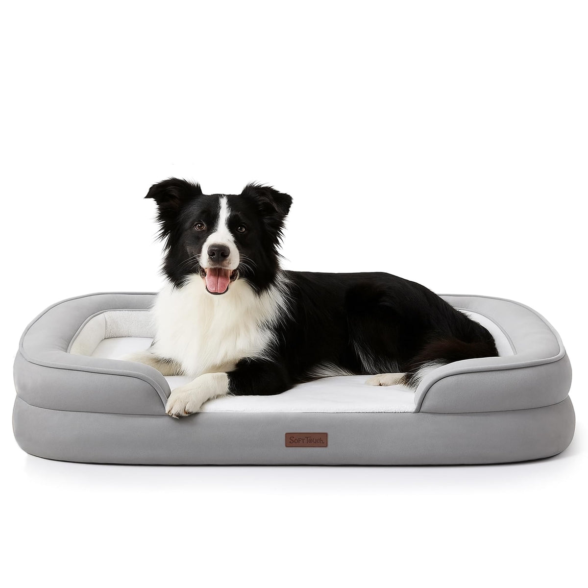 Soft Touch cama ortopédica para perro grande con pelo sintético suave para confort diario