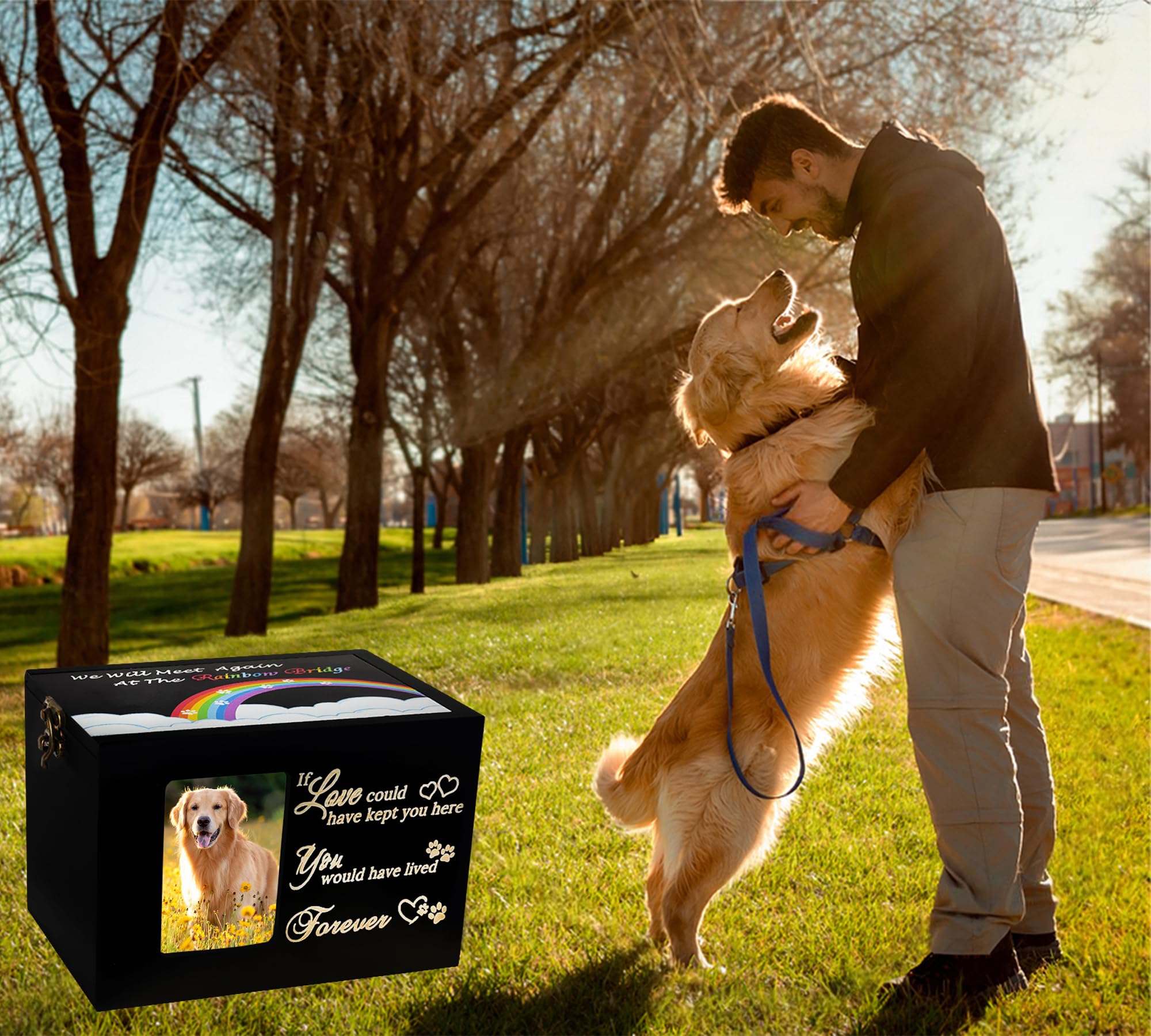 Urna de madera Sofunii para mascotas pequeñas.
