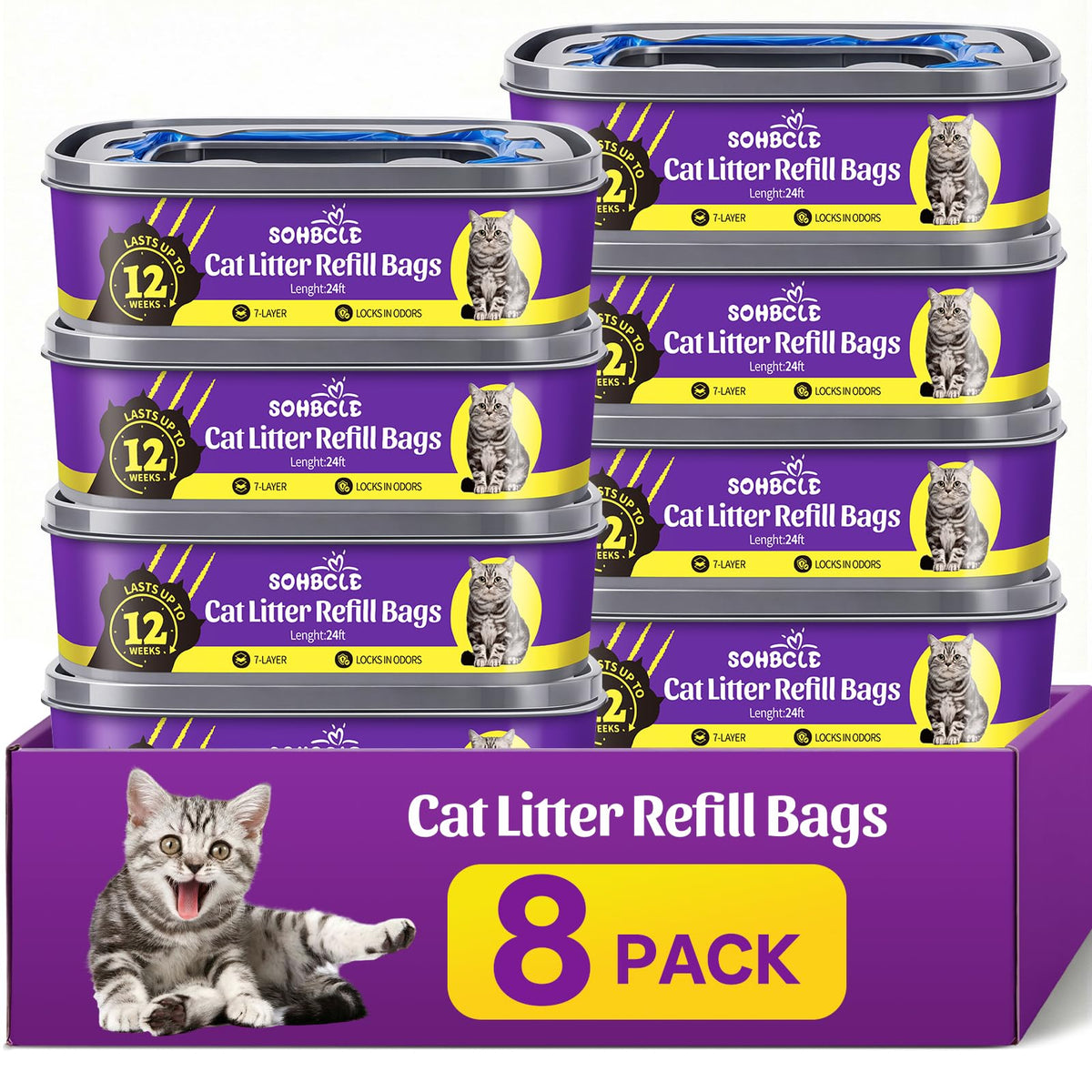 SOHBCLE bolsas de relleno para gato estandar, reducción de olores.