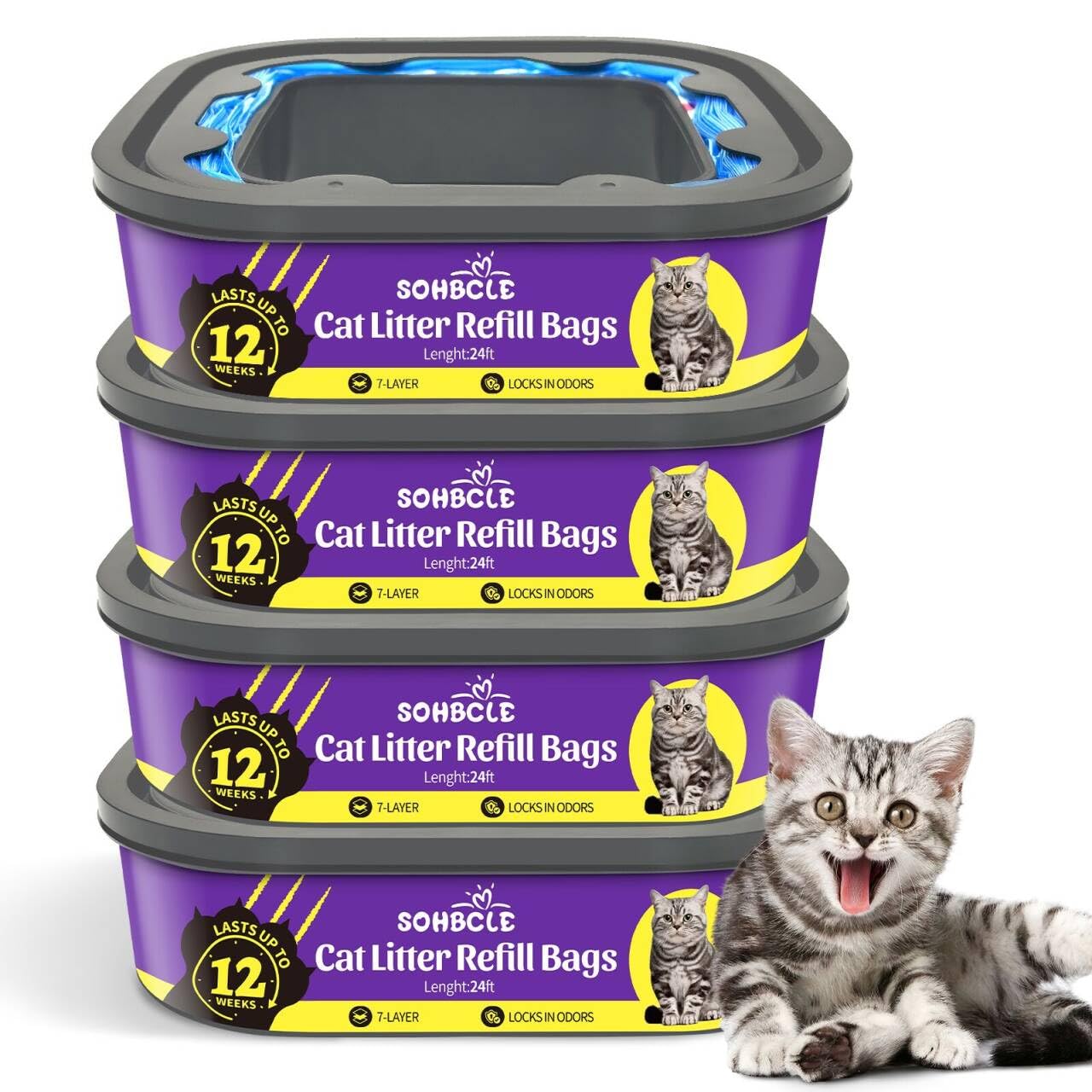 SOHBCLE rellenos de arena para gato, 4-pack, compatible con estándar para comodidad.