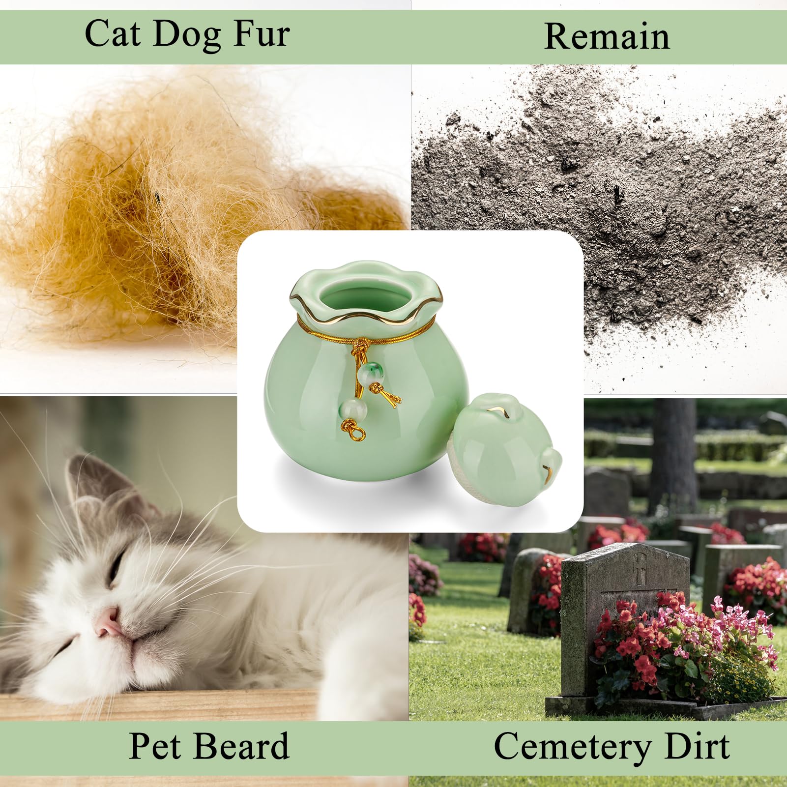 SOITIS urna con tapa de gato enfoque en diseño temático