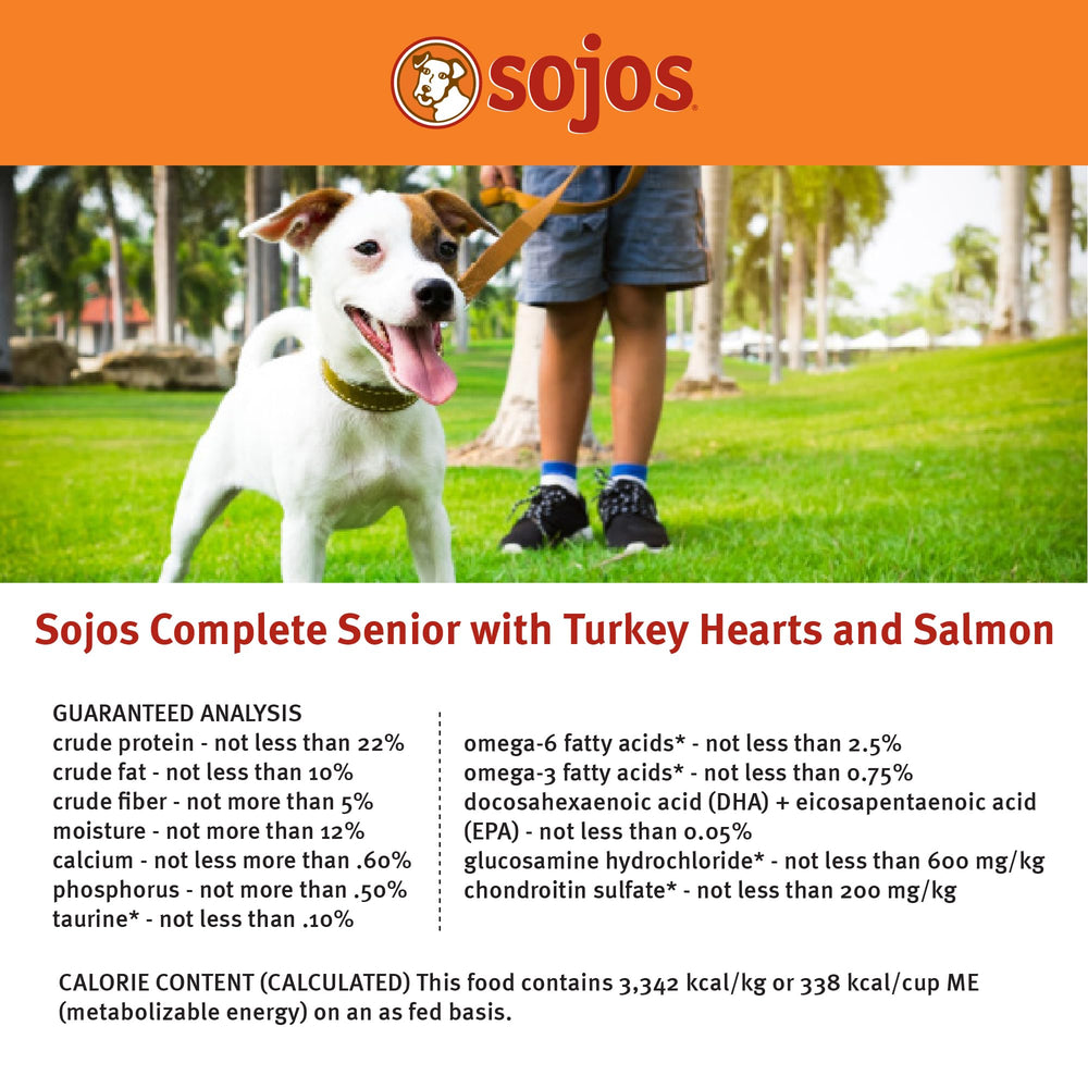 Sojos Complete pavo-salmón senior, alimento para perros liofilizado listo para servir.