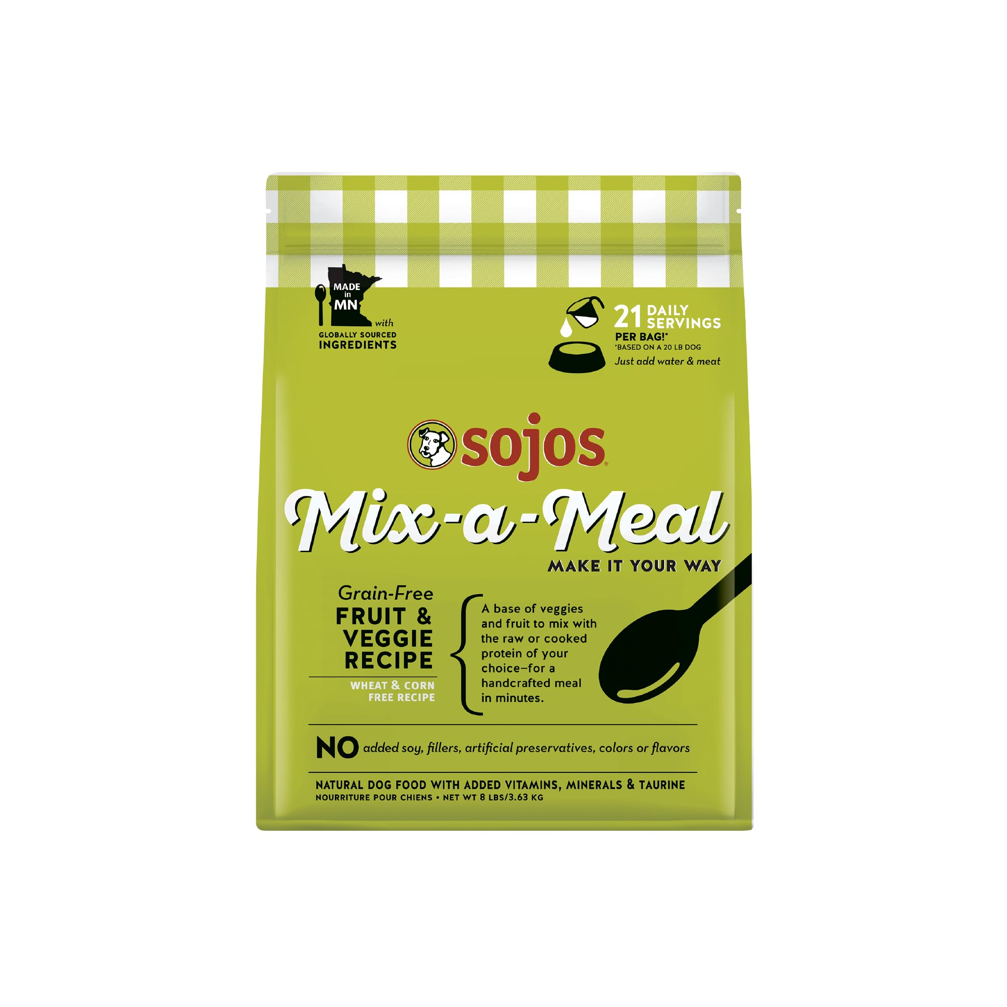 Sojos Mix-A-Meal: base de vegetales y frutas, listo para combinar con proteína.