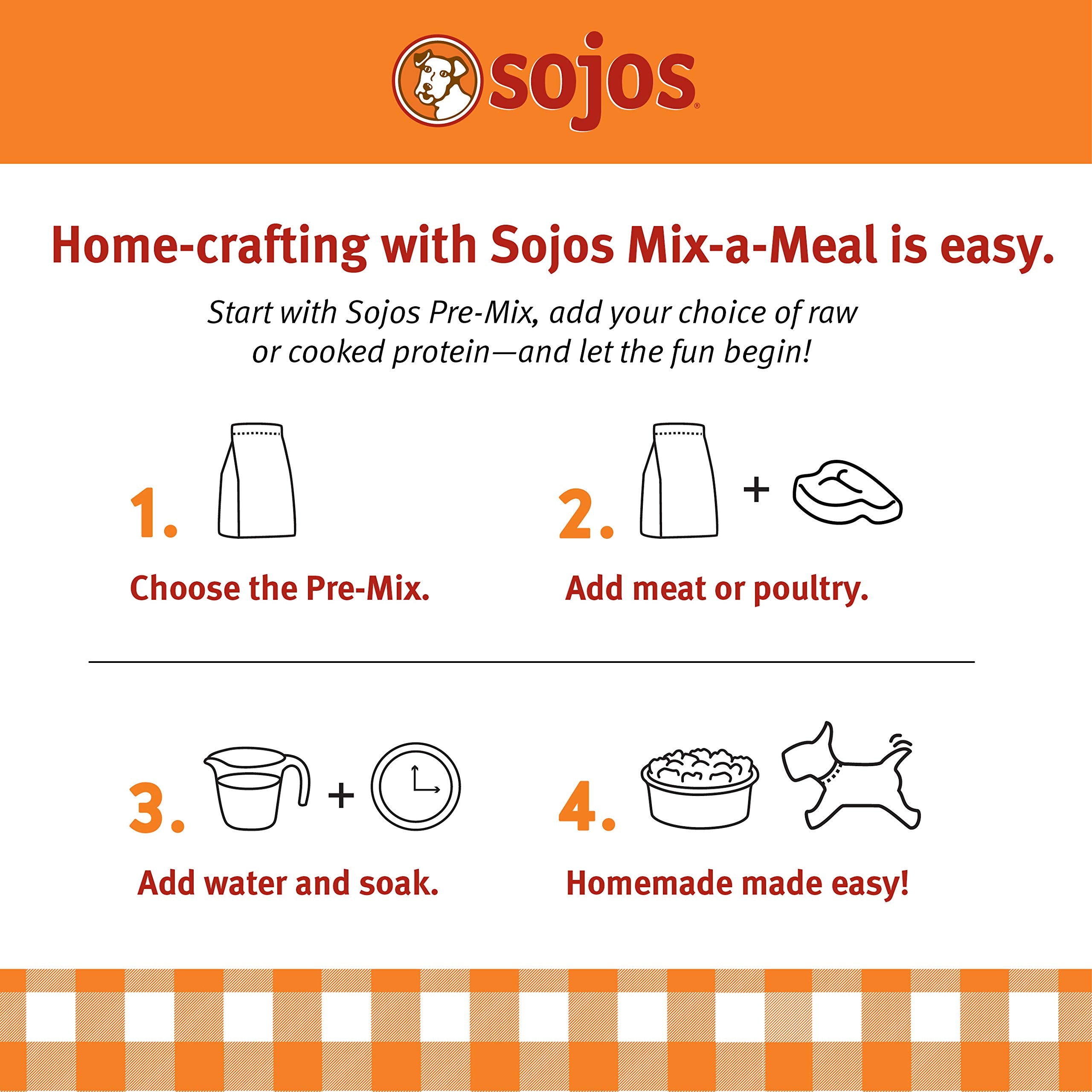Sojos Mix-A-Meal: ingredientes no transgenicos y origen global.