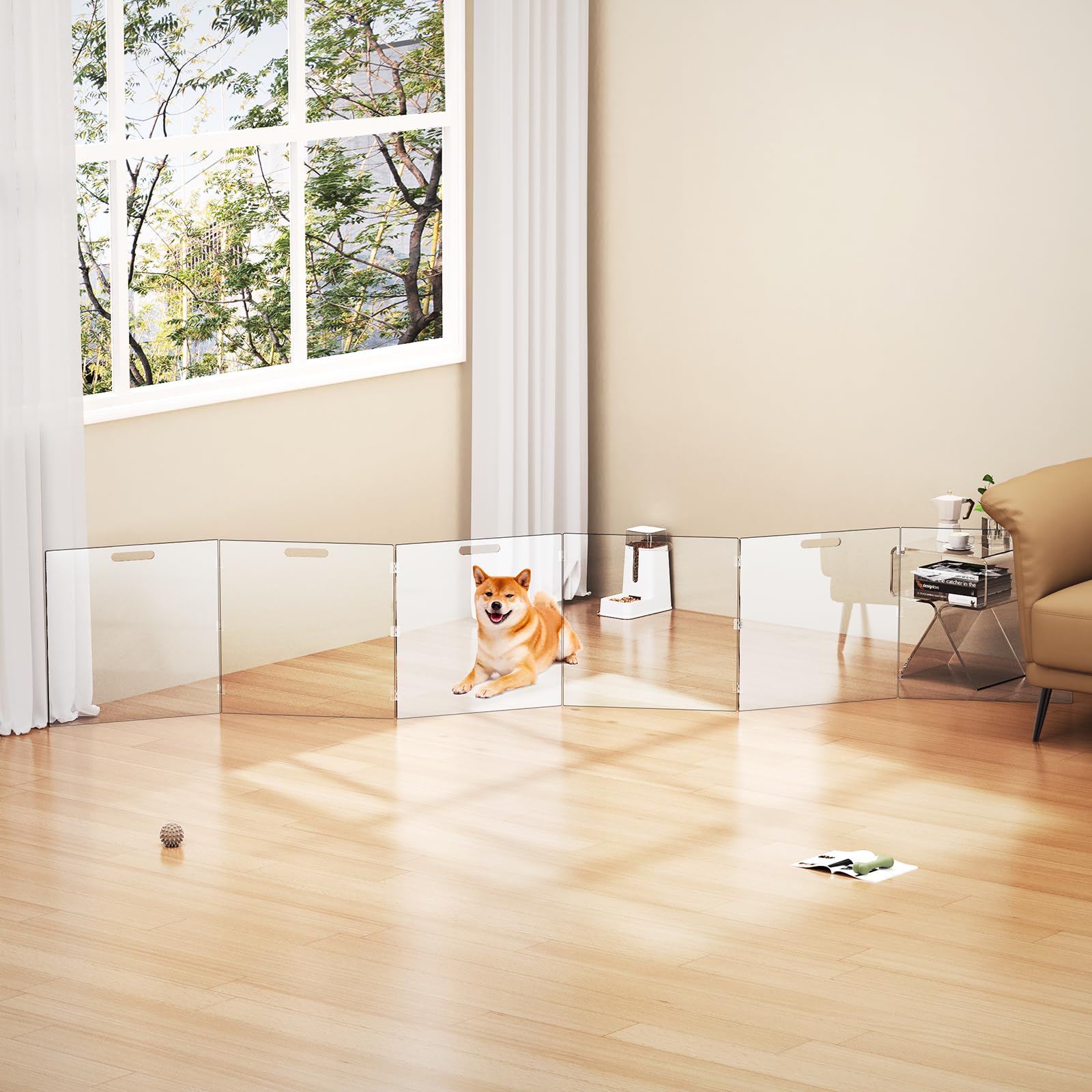 Solaround puerta para perros acrilico plegable, fácil de mover entre habitaciones.