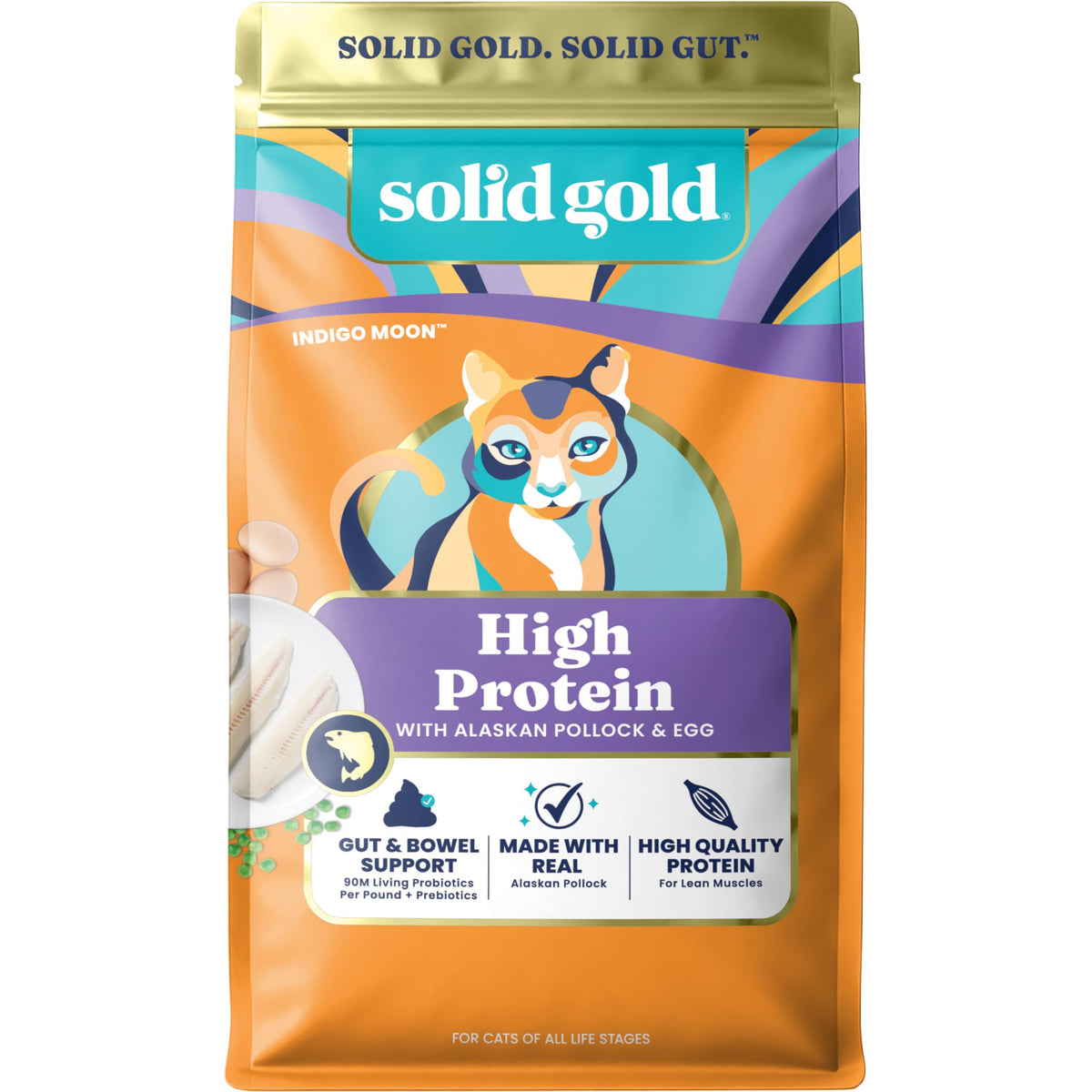 Solid Gold abadejo de Alaska, gránulos crujientes para gatos activos.