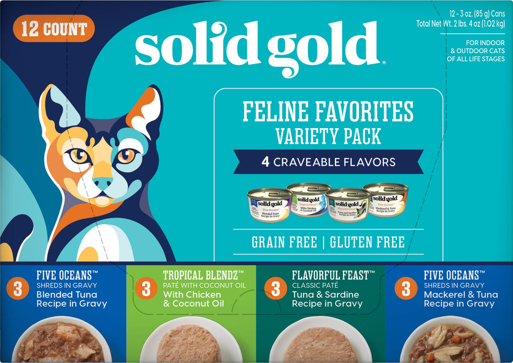 Solid Gold Alimento Gato Variedad Pate, sabor suave para comidas diarias.