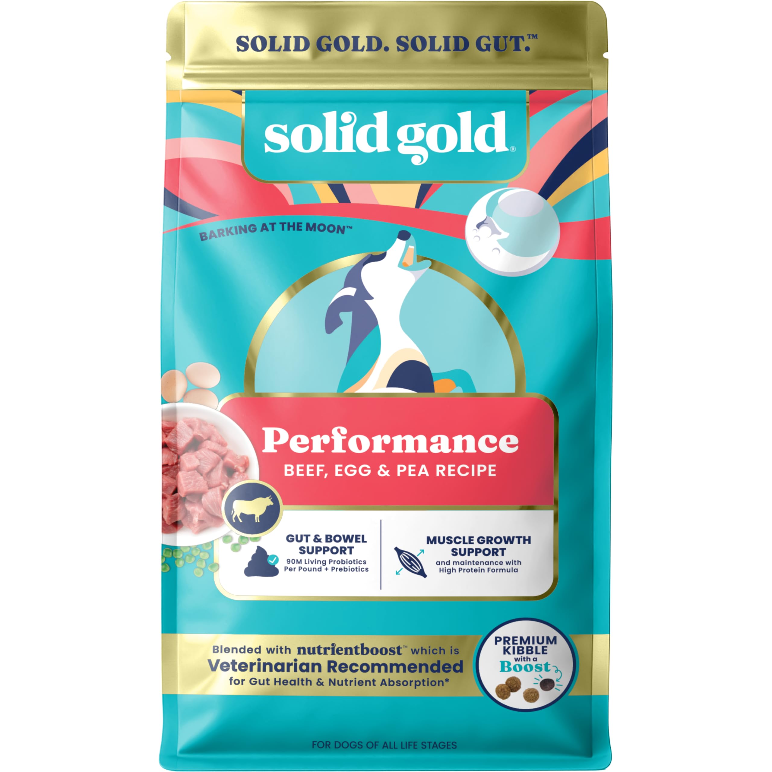 Solid Gold: bolsa frontal del alimento, proteína alta para perros activos.