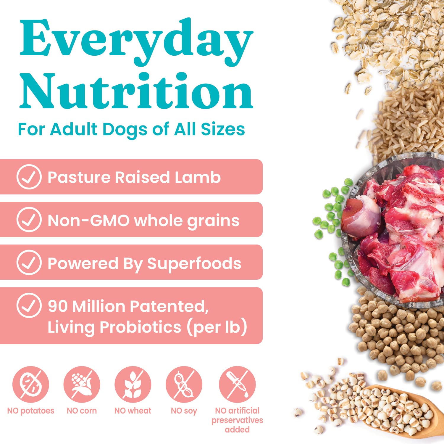 Solid Gold Hund-N-Flocken croquetas con probióticos para la salud intestinal.